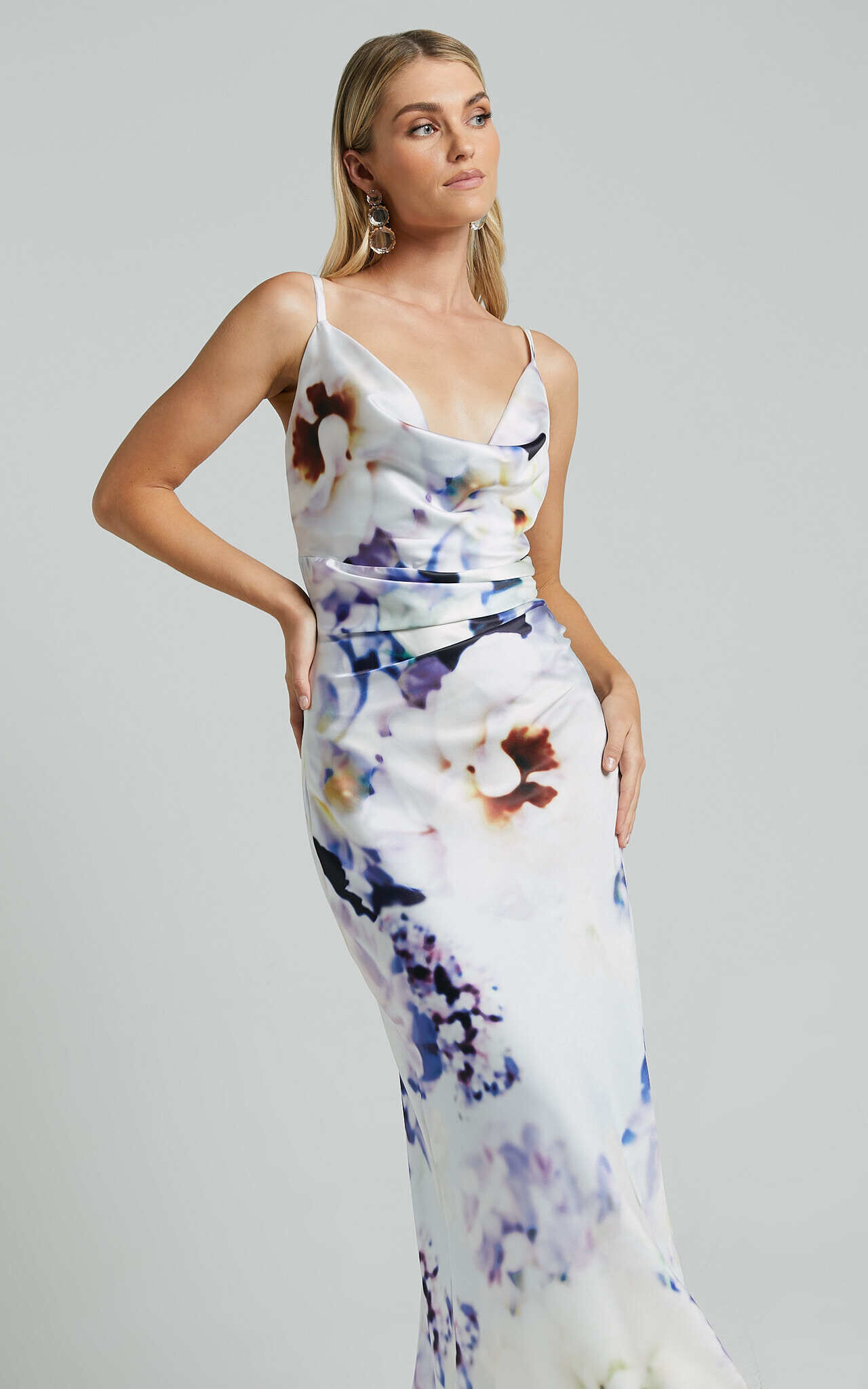 Romilly Maxi Dress - Strappy Cowl Neck Slip in La Reverie Print