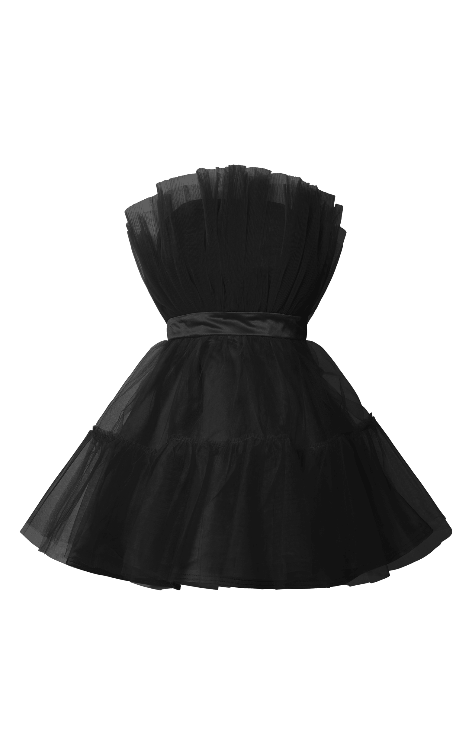 Amalya Mini Dress - Tiered Tulle Fit and Flare Dress in Black