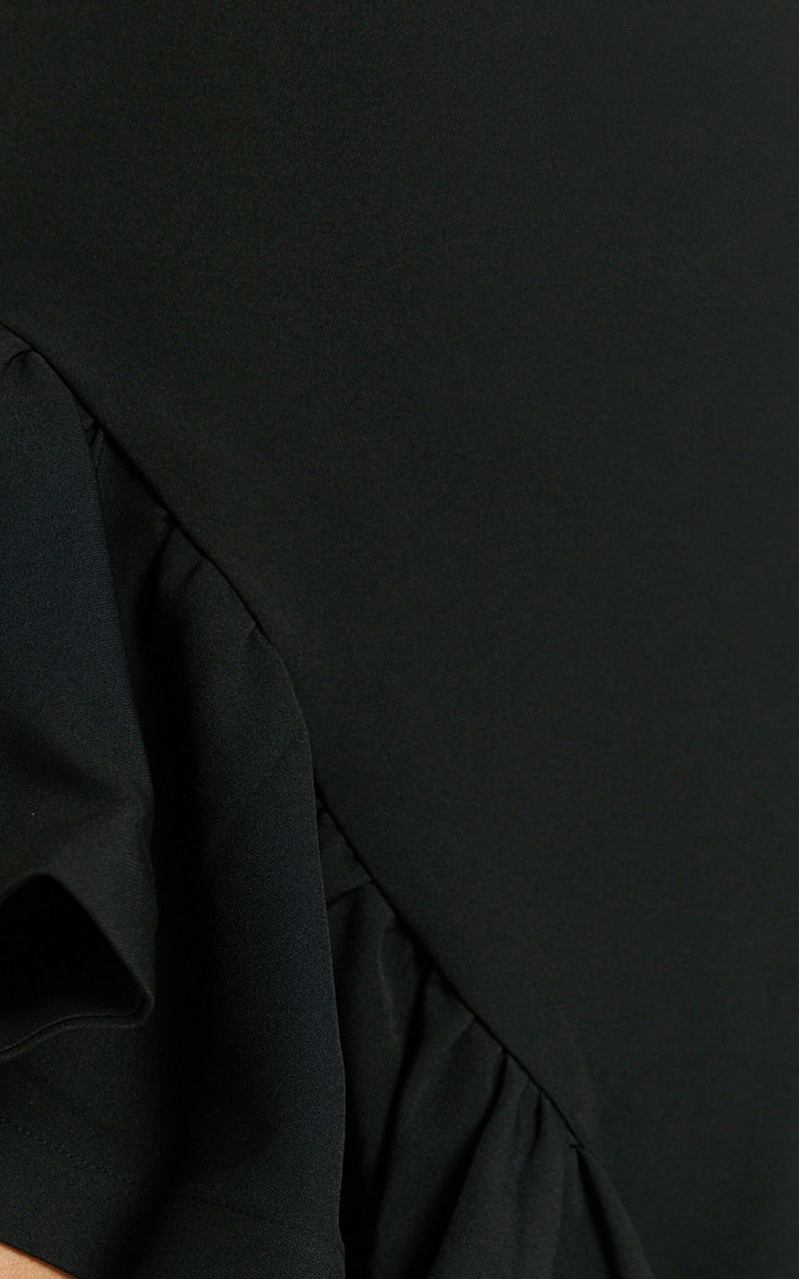 Maura Maxi Dress - Scoop Neckline Ruffle High Low Dress in Black