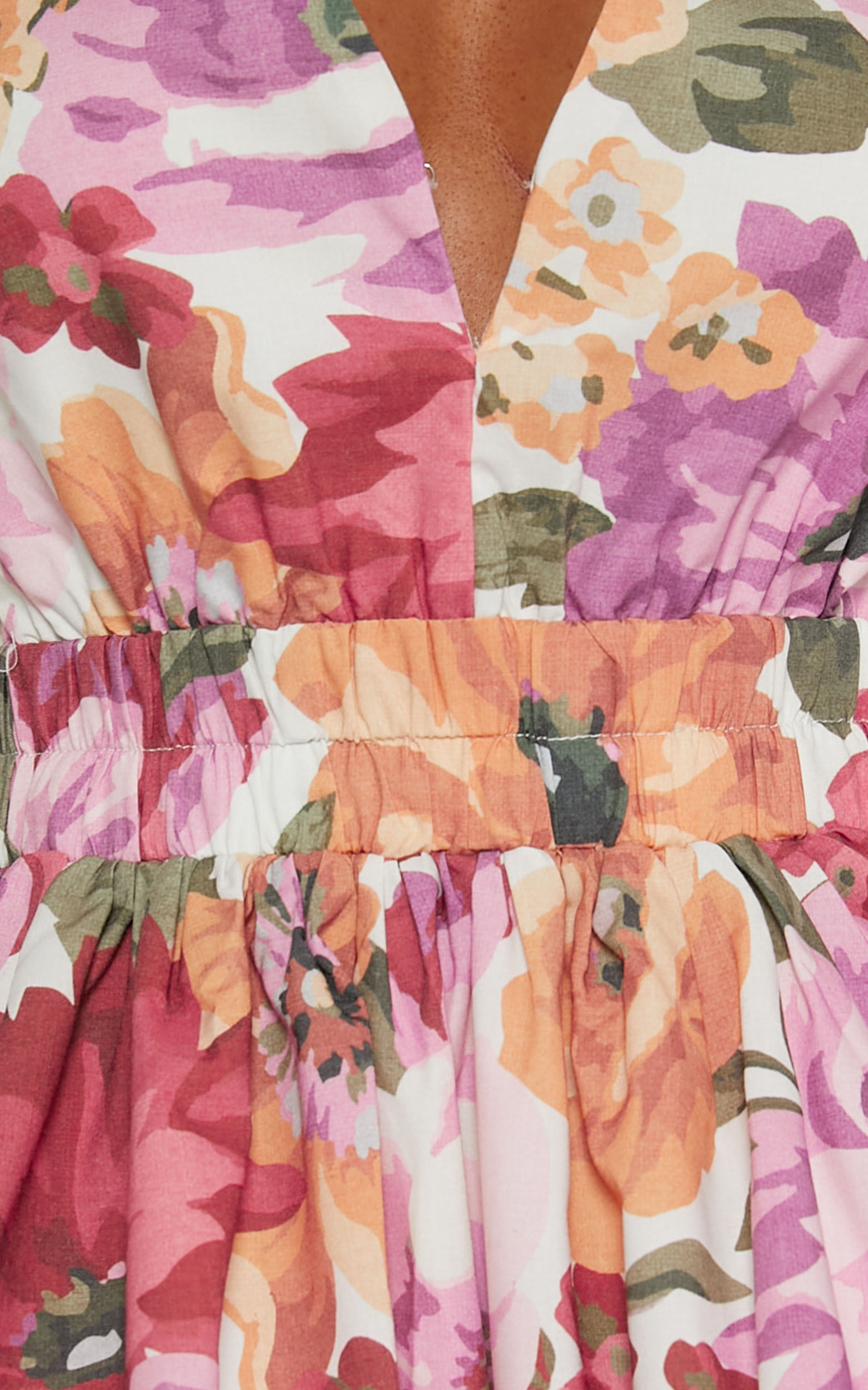 Hepburn Mini Dress - V Neck Tie Back Dress in Spring Floral