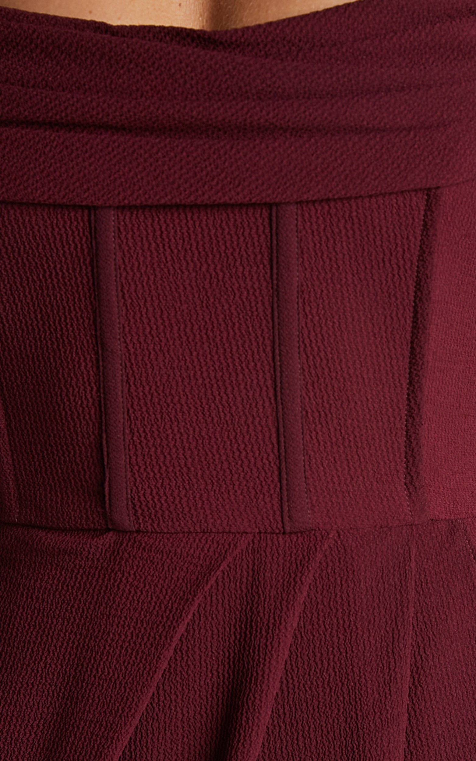 Andrina Midi Dress - High Low Wrap Corset Dress in Wine