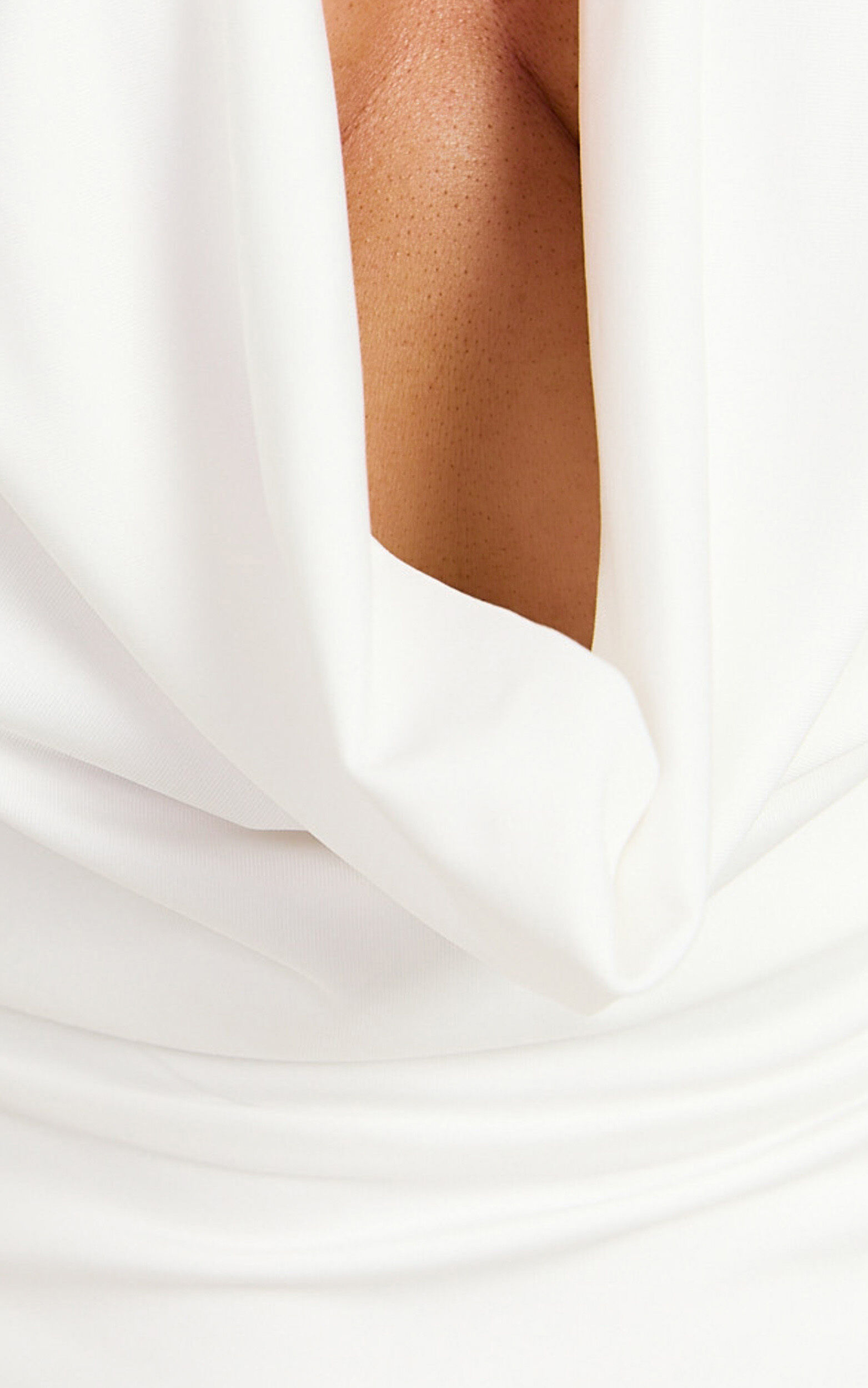 Ashlee Mini Dress - Halter Cowl Neck Bodycon Dress in White