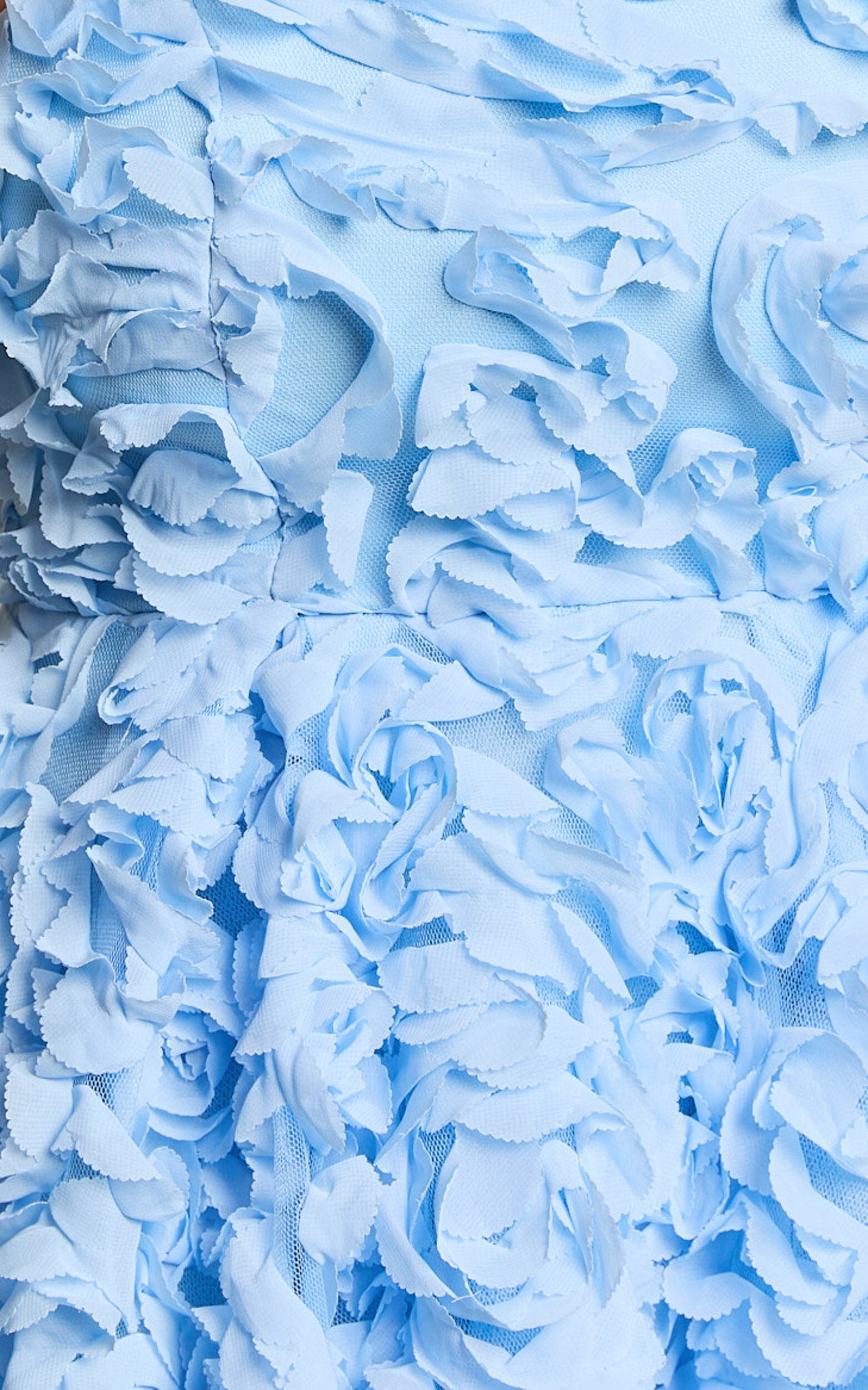 Alvia Mini Dress - 3d Flower Full Skirt Dress in Soft Blue