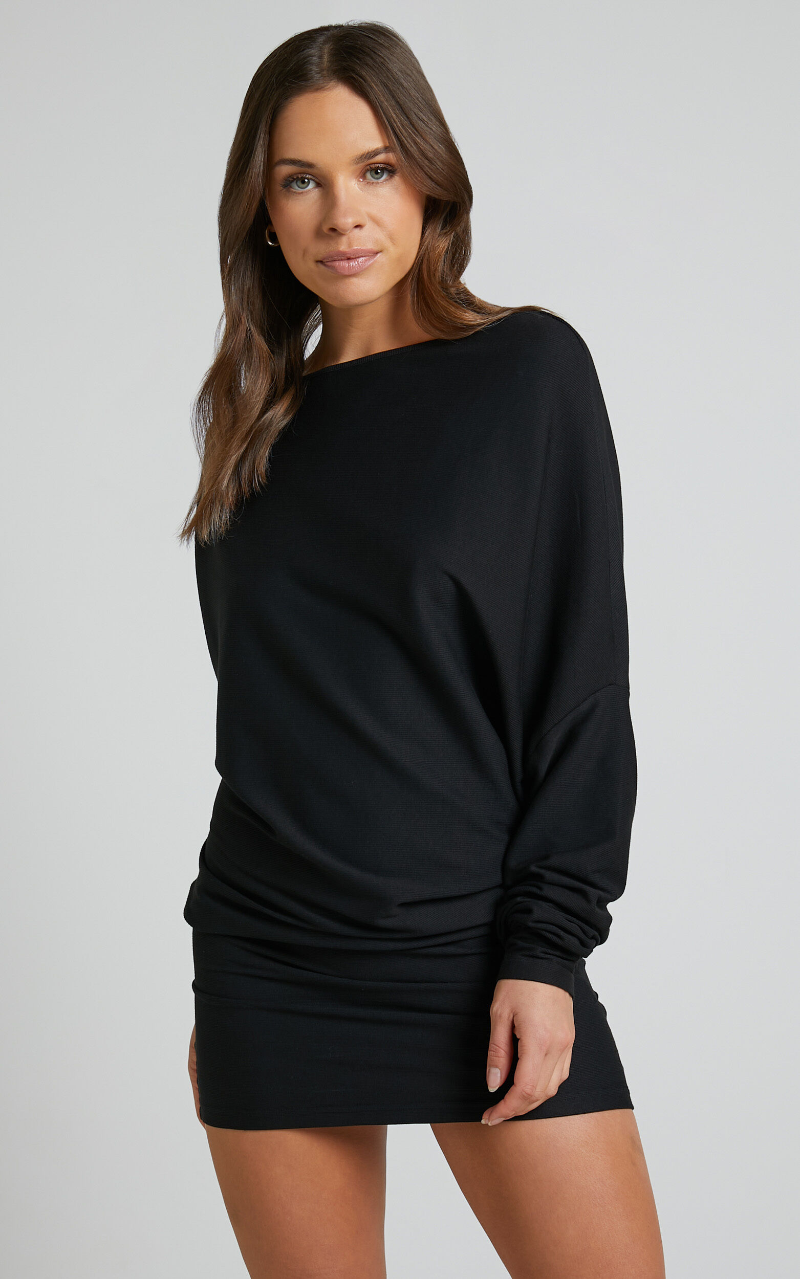 Fermina Mini Dress - Long Sleeve Bodycon Dress in Black