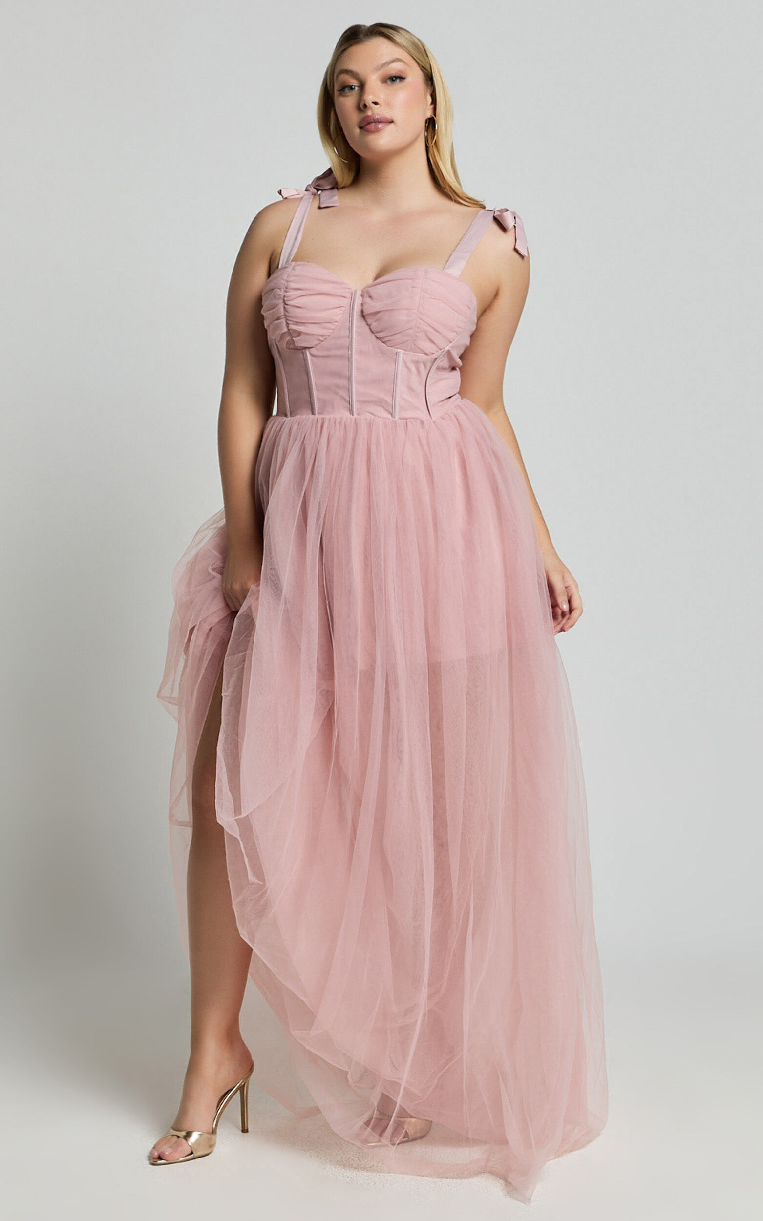 Emmary - Bustier Bodice Tulle Dress in Pink