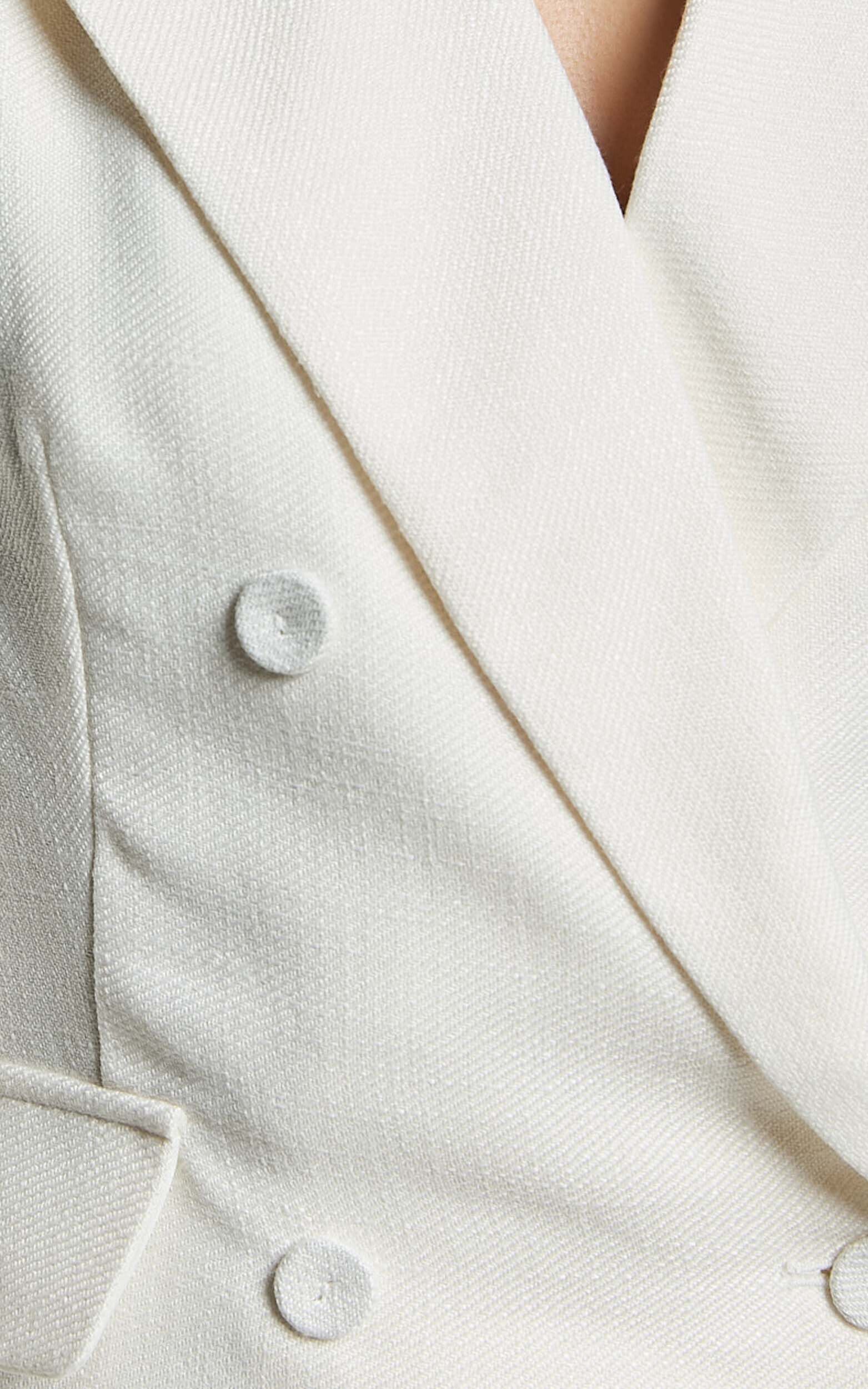 Tiana Mini Dress - Double Breasted Collared Jacket Dress in Ivory