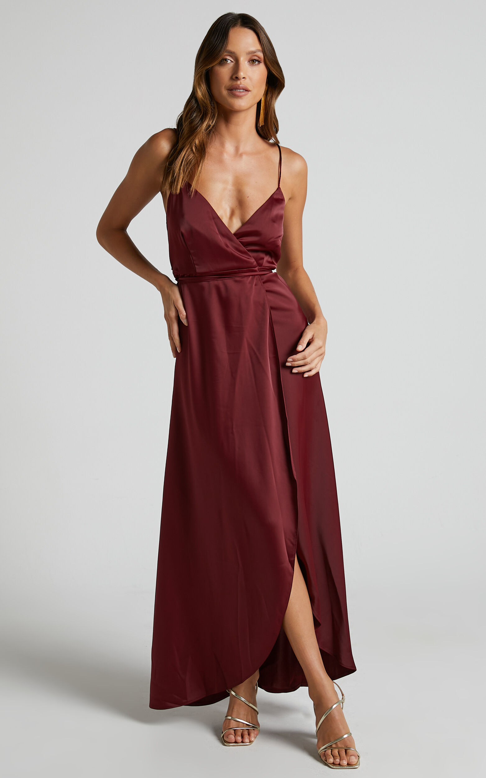 Mine Would Be You Midi Dress - Wrap Dress in Wine
