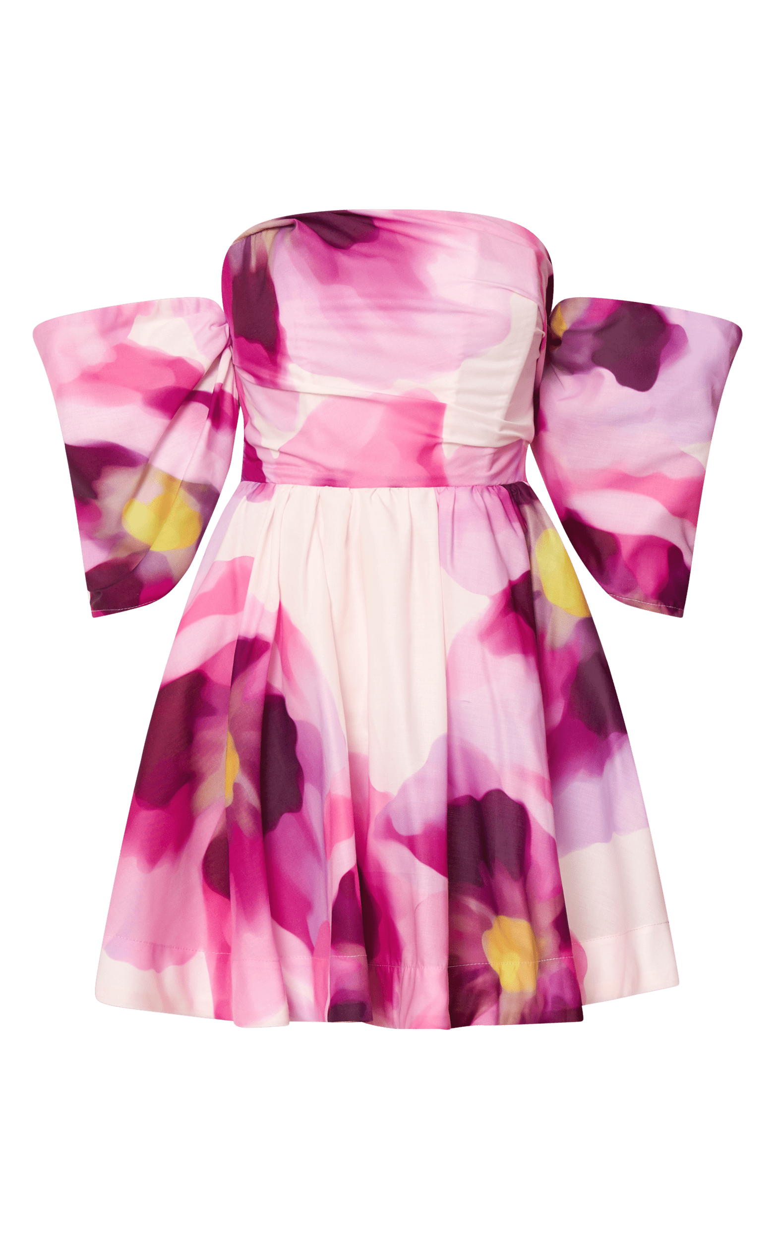 Claudie Off Shoulder Mini Dress in Zinnia Bloom