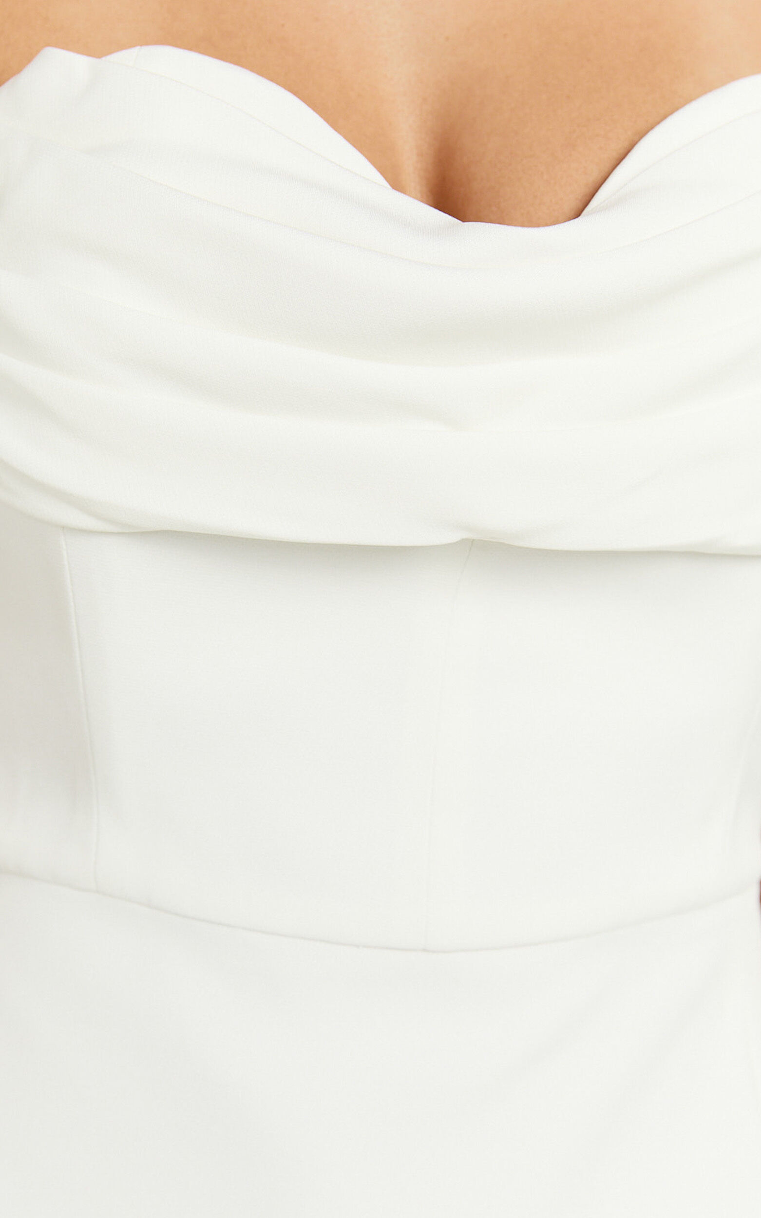 Stacey Mini Dress - Tie Shoulder Sweetheart Fitted Dress in Off White