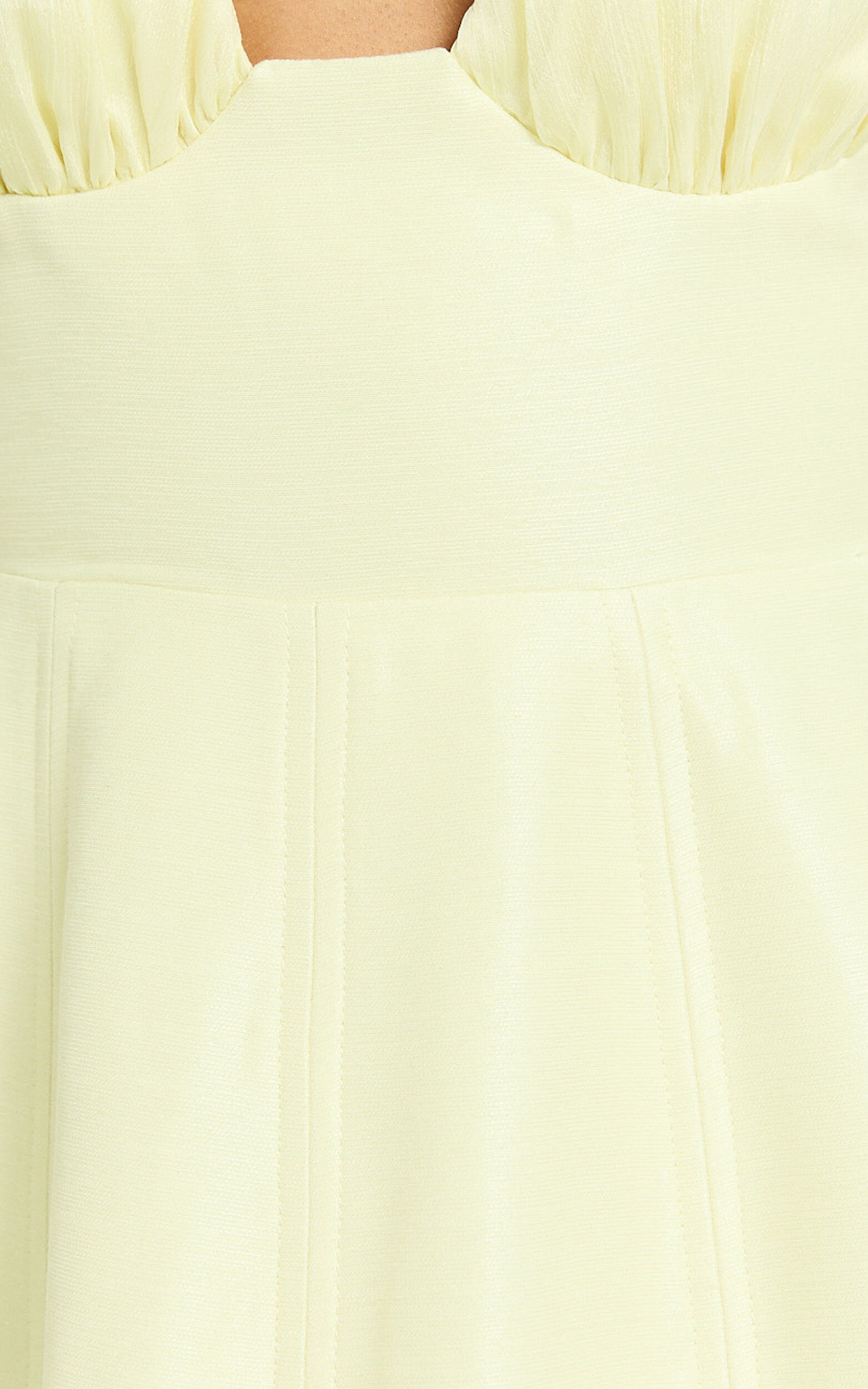 Bessie Mini Dress - Halter Gathered Top Fit And Flare Dress in Lemon