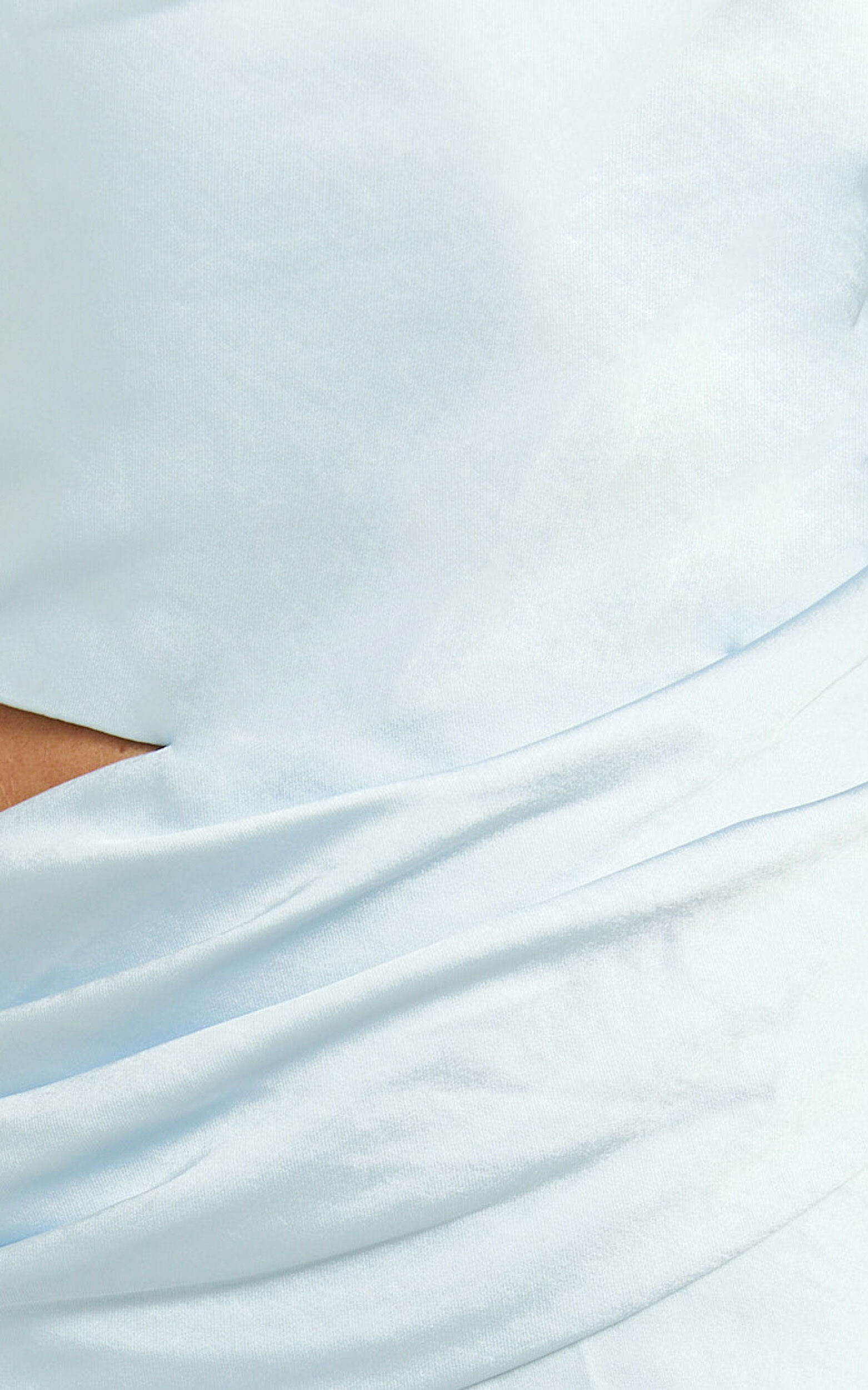 Berna Midi Dress - Cowl Neck Satin Slip Dress with Cut Out Detail in Light Blue