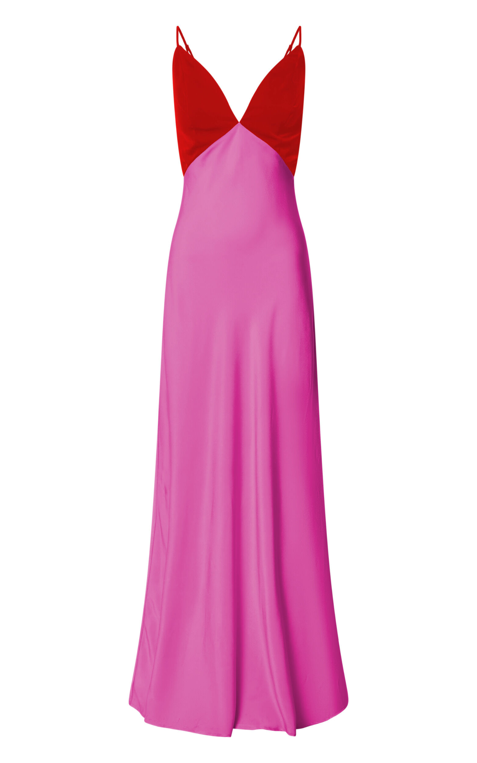 Quincy Maxi Dress - Satin Slip Dress in Pink/Red