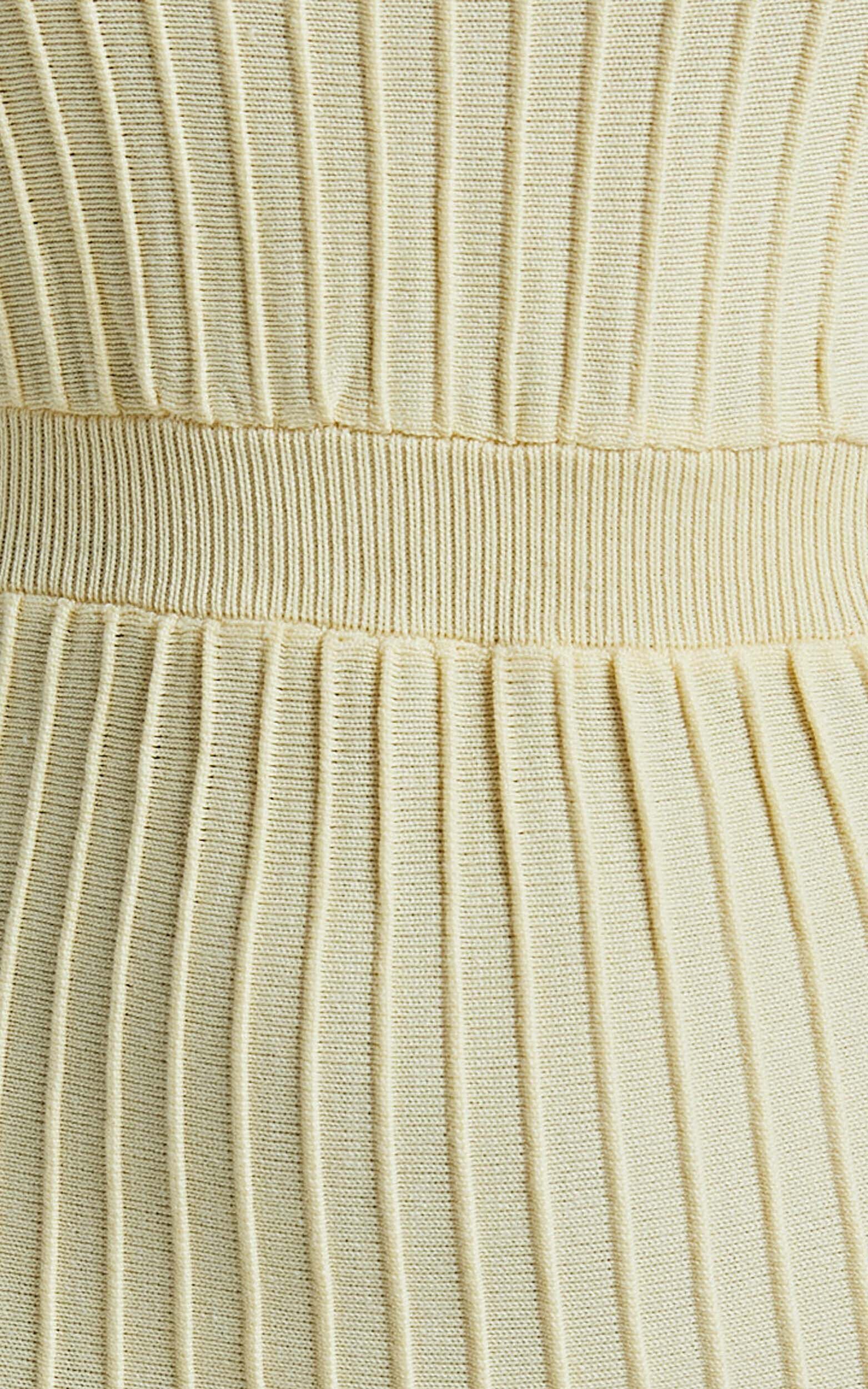 Donissa Midi Dress - Panelled Knit Dress in Butter Yellow