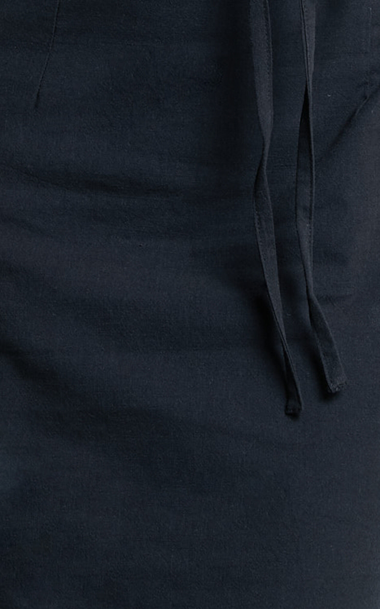 Sharon Midi Dress - Plunge Neck Short Sleeve Front Cut Out Dress in Black