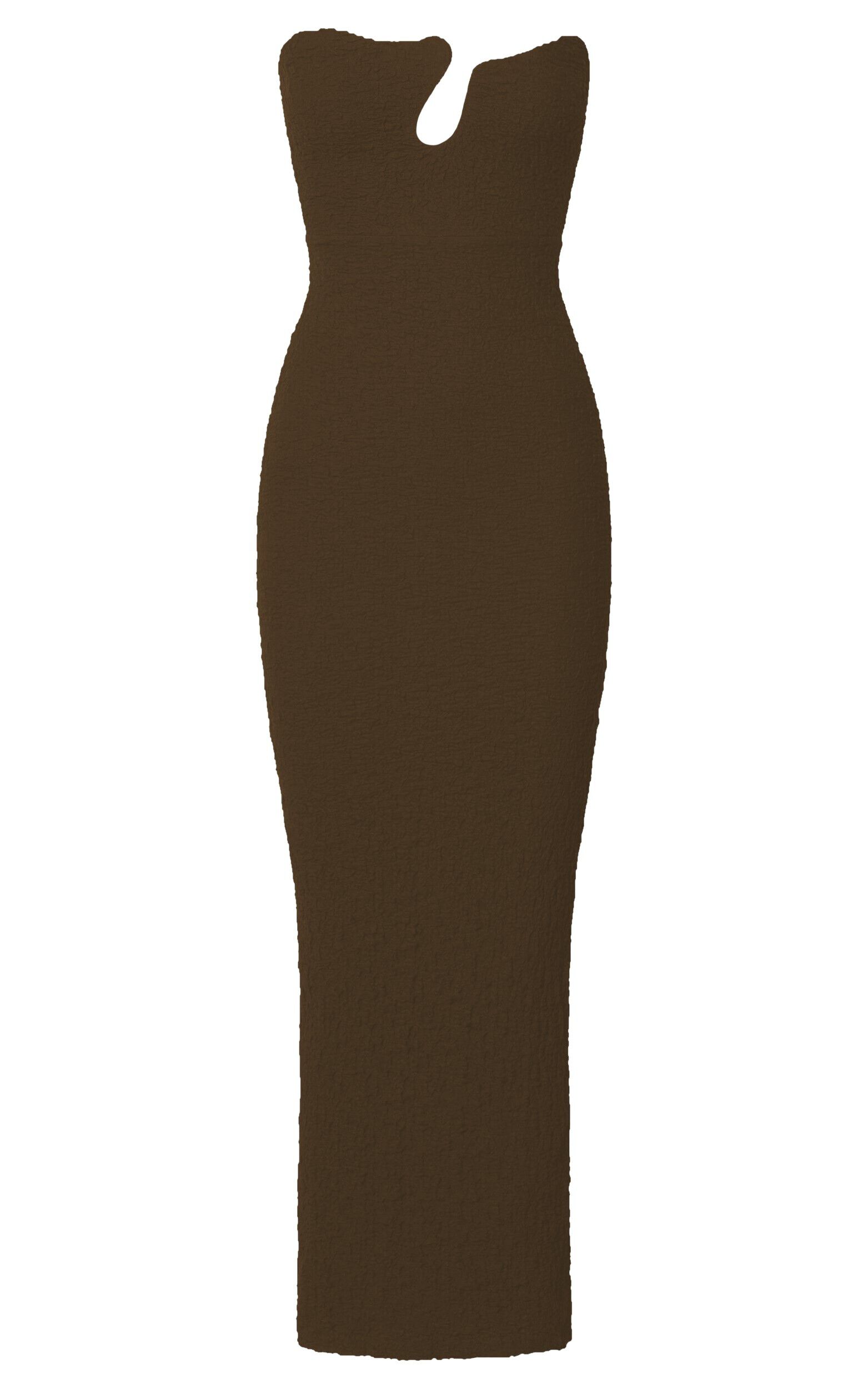 Alberta Maxi Dress- Strapless bust detail textured dress in Chocolate