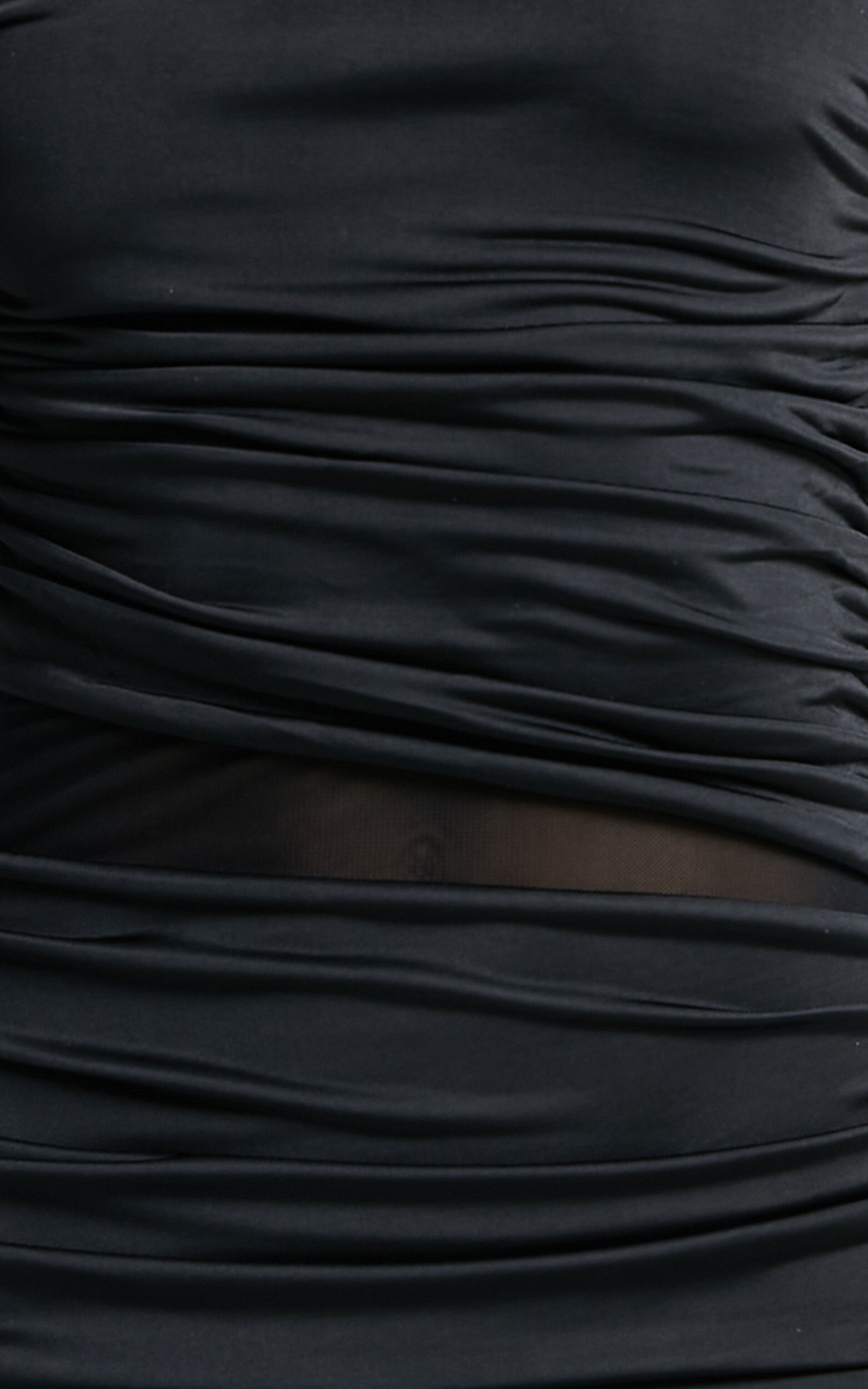 Sahara Midi Dress - Long Sleeve Mesh Dress in Black