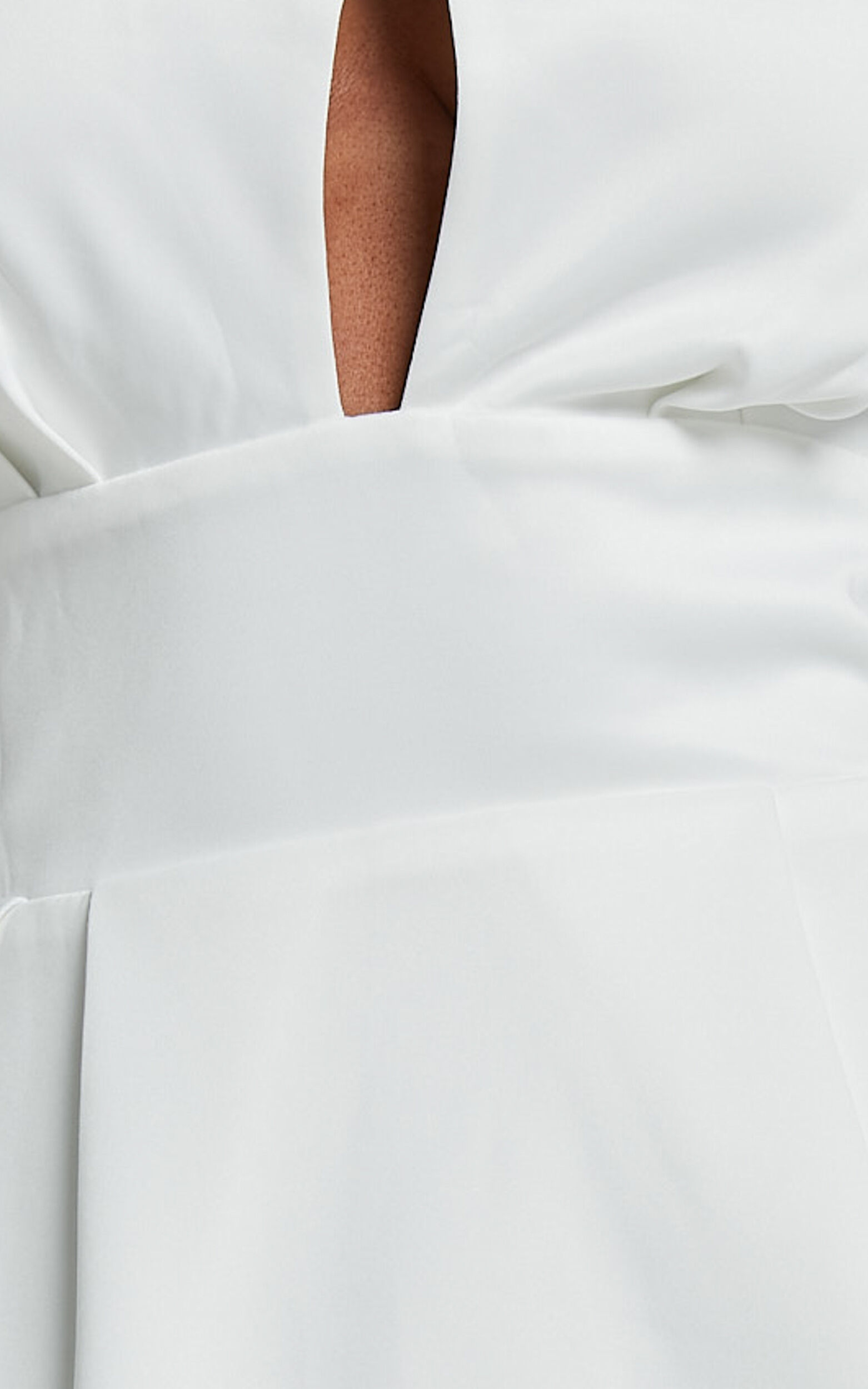 Sabatine Mini Dress - Halter Tie Neck Rosette Detail in White