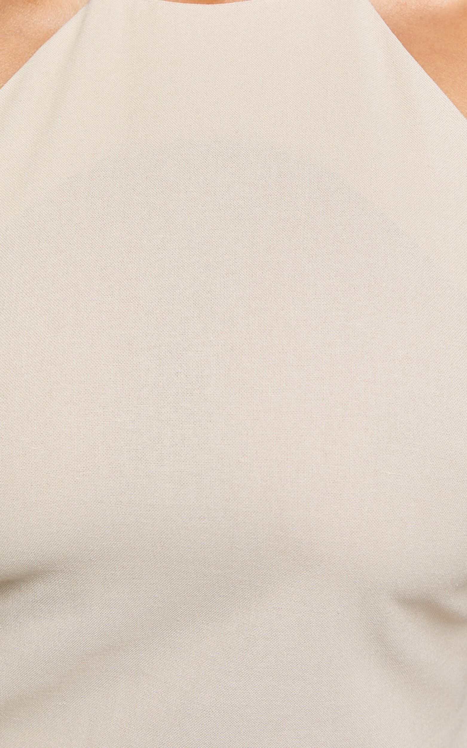 Alana Mini Linen Dress - Halter Neck A Line Dress in Natural