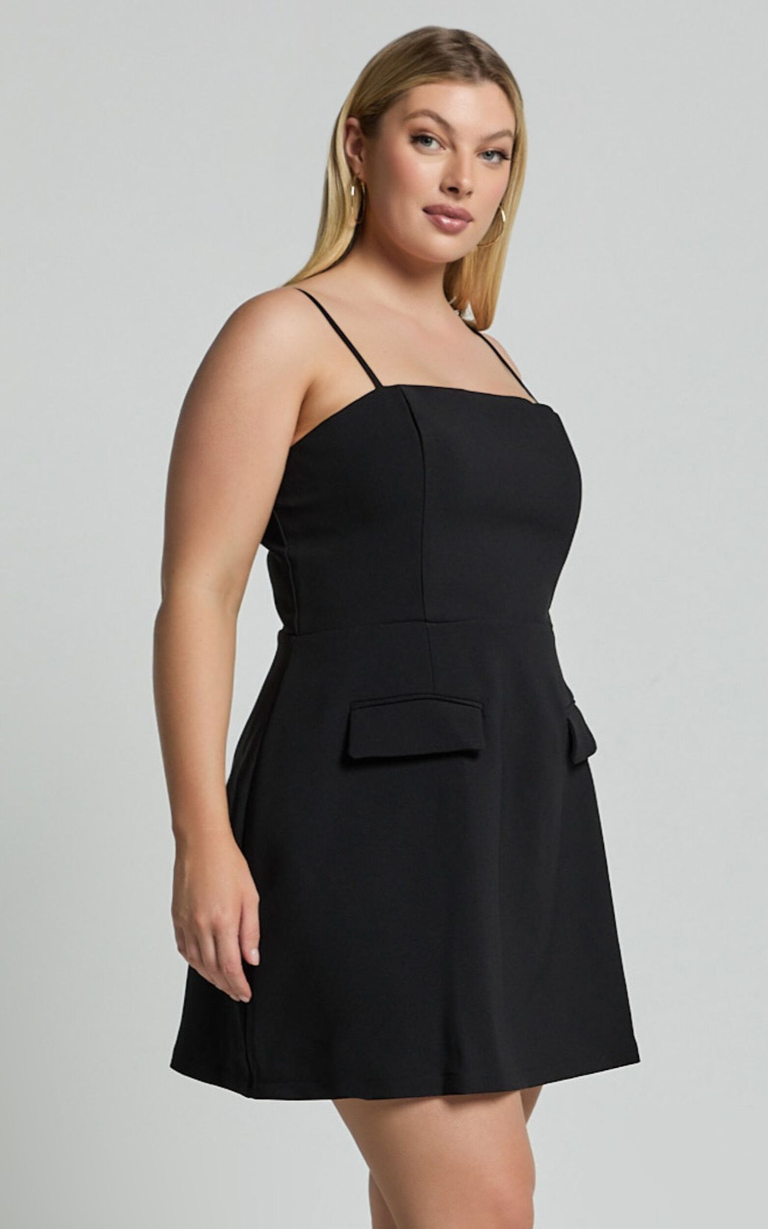 Katia Mini Dress - Strappy Corset A Line Dress in Black