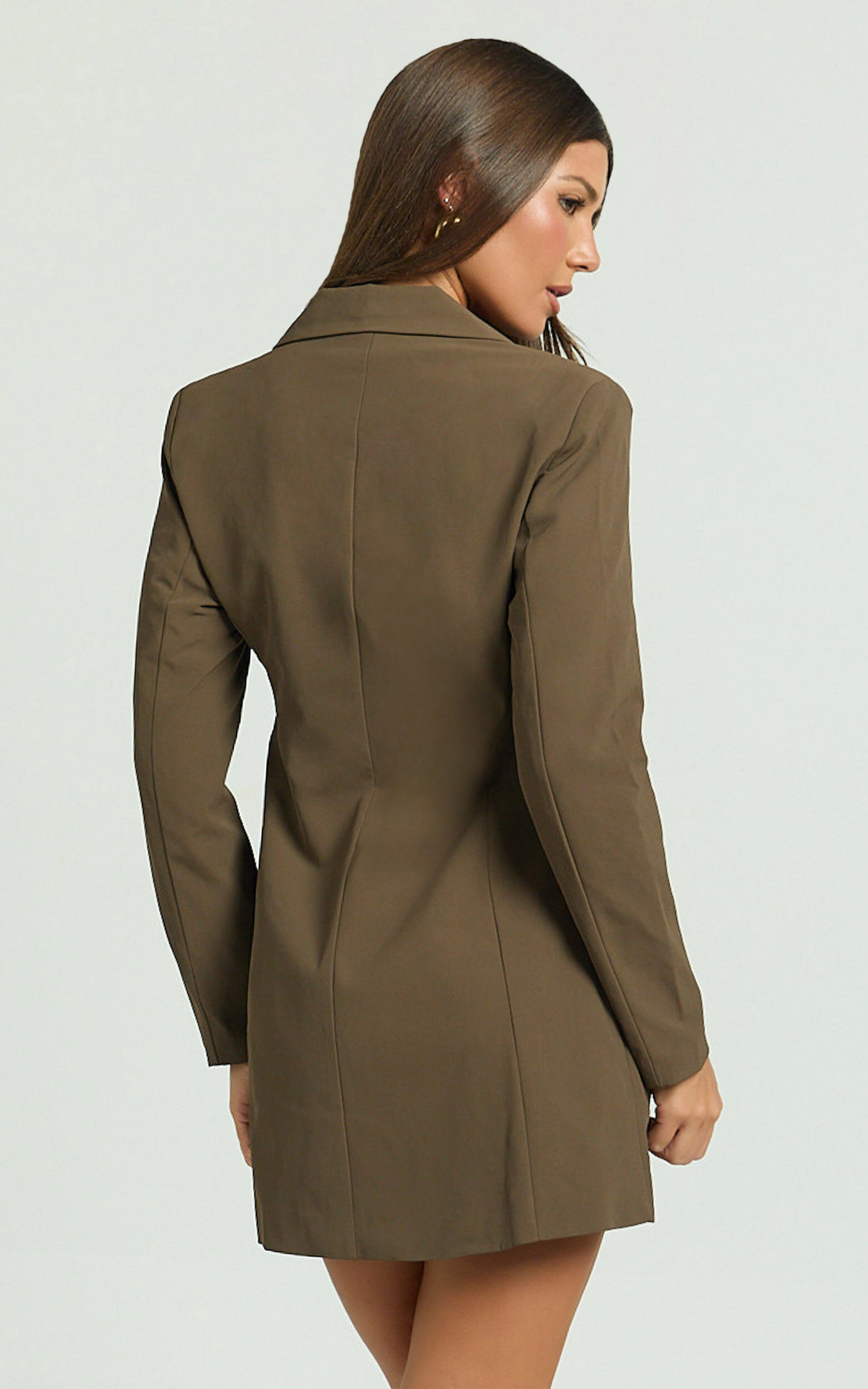 Amery Mini Dress - Button Front Blazer Dress in Chocolate