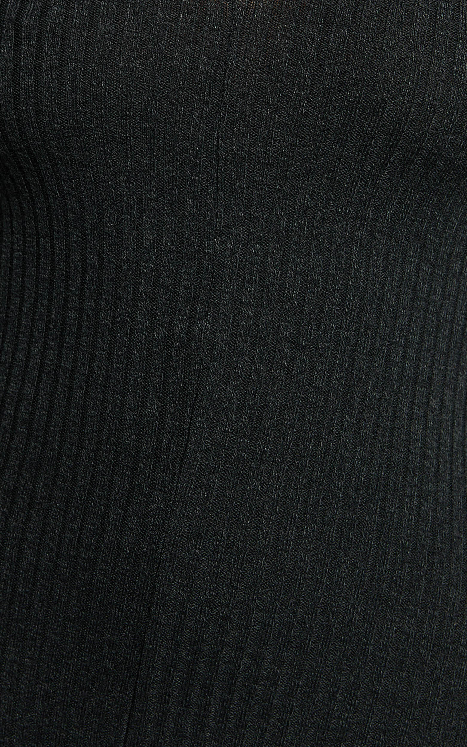 Lydia Midi Dress - V Neck Long Sleeve Knitted Dress in Black