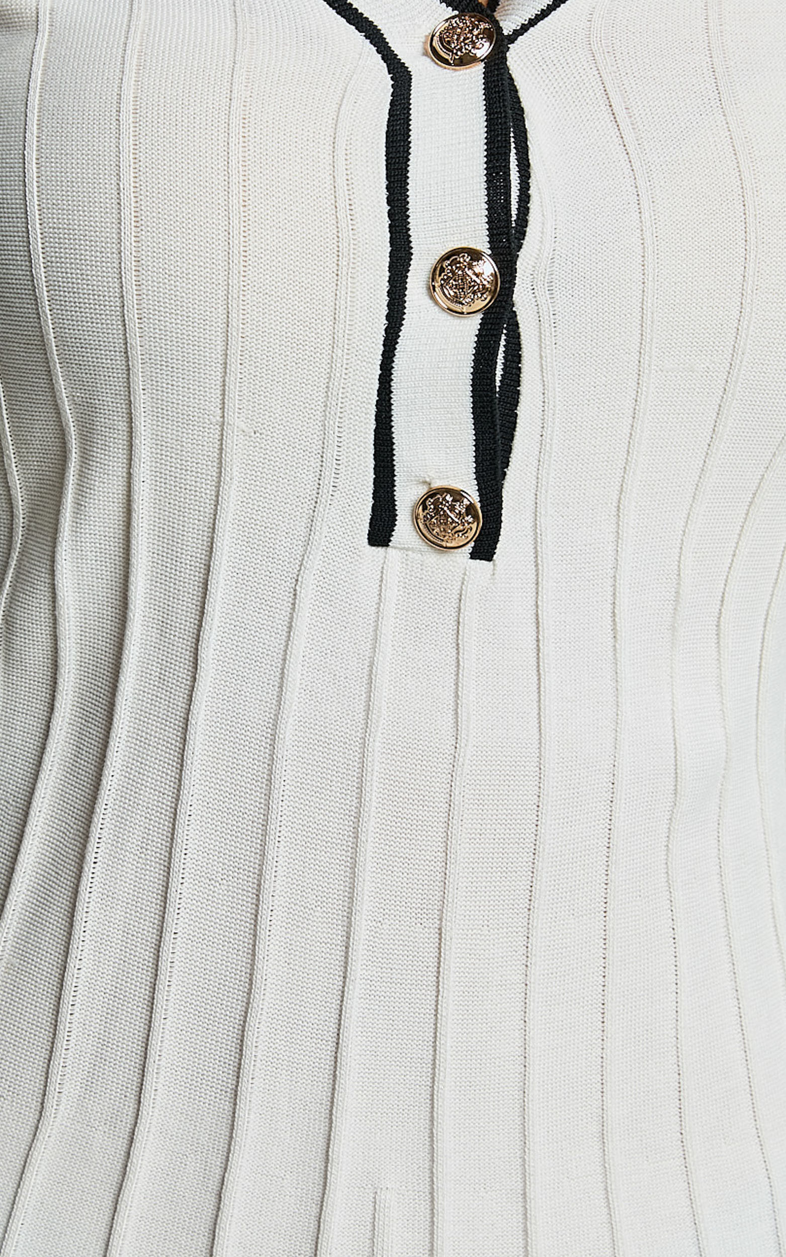 Cassandra Mini Dress - Knit Contrast Mini Dress in Ivory/Black