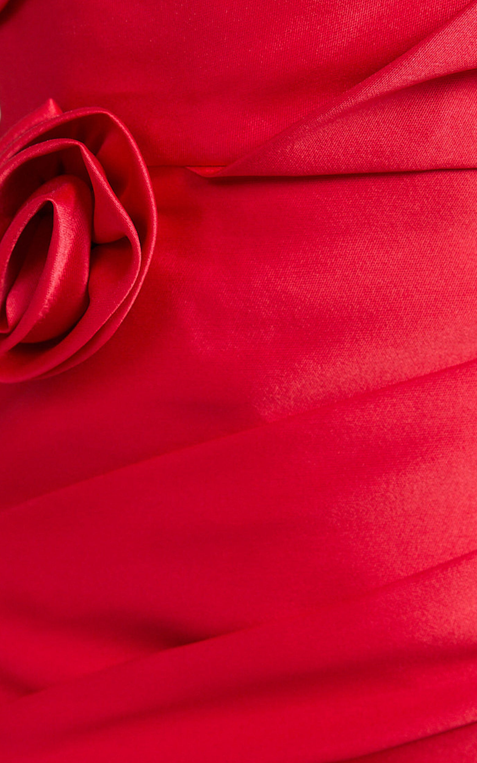 Sheeran Mini Dress - One Shoulder Rose Gathered Dress in Red