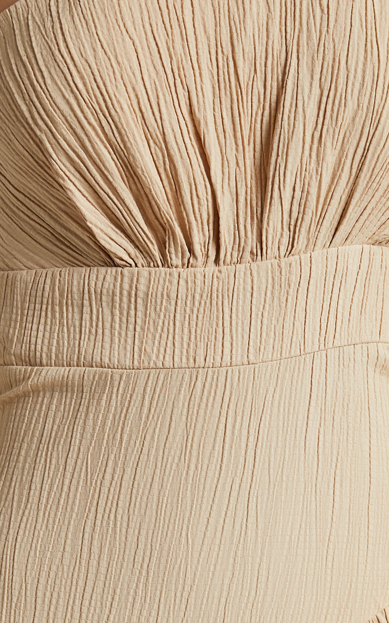 Celestia Midi Dress - Tiered One Shoulder Dress in Sand