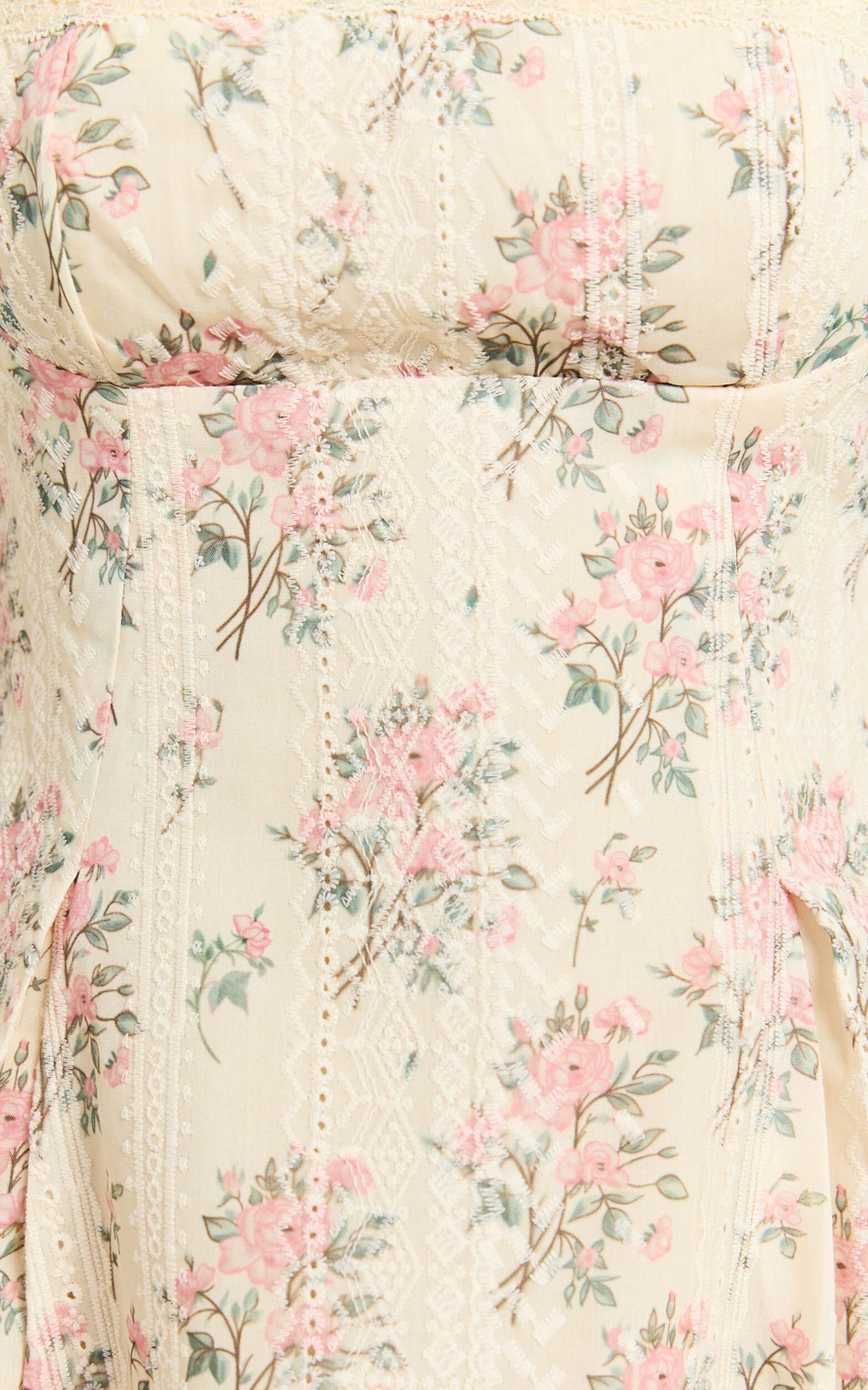 Griza Mini Dress - Square Neck Lace Trim Dress in Ditsy Floral