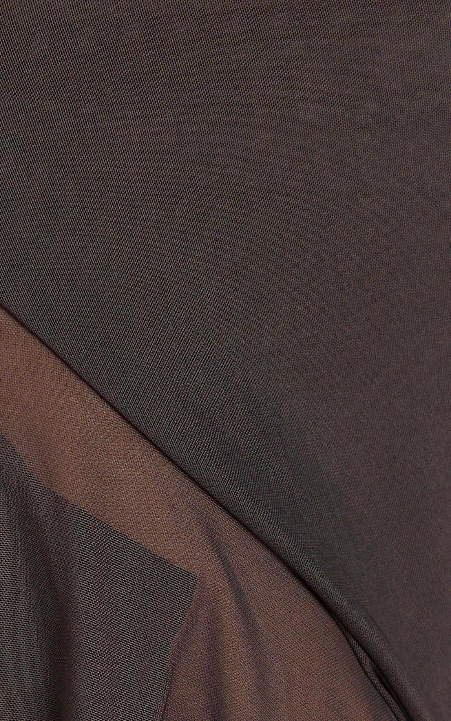 Constantina Midi Dress - Asymmetric Ruffle Tie Back Dress in Dark Chocolate