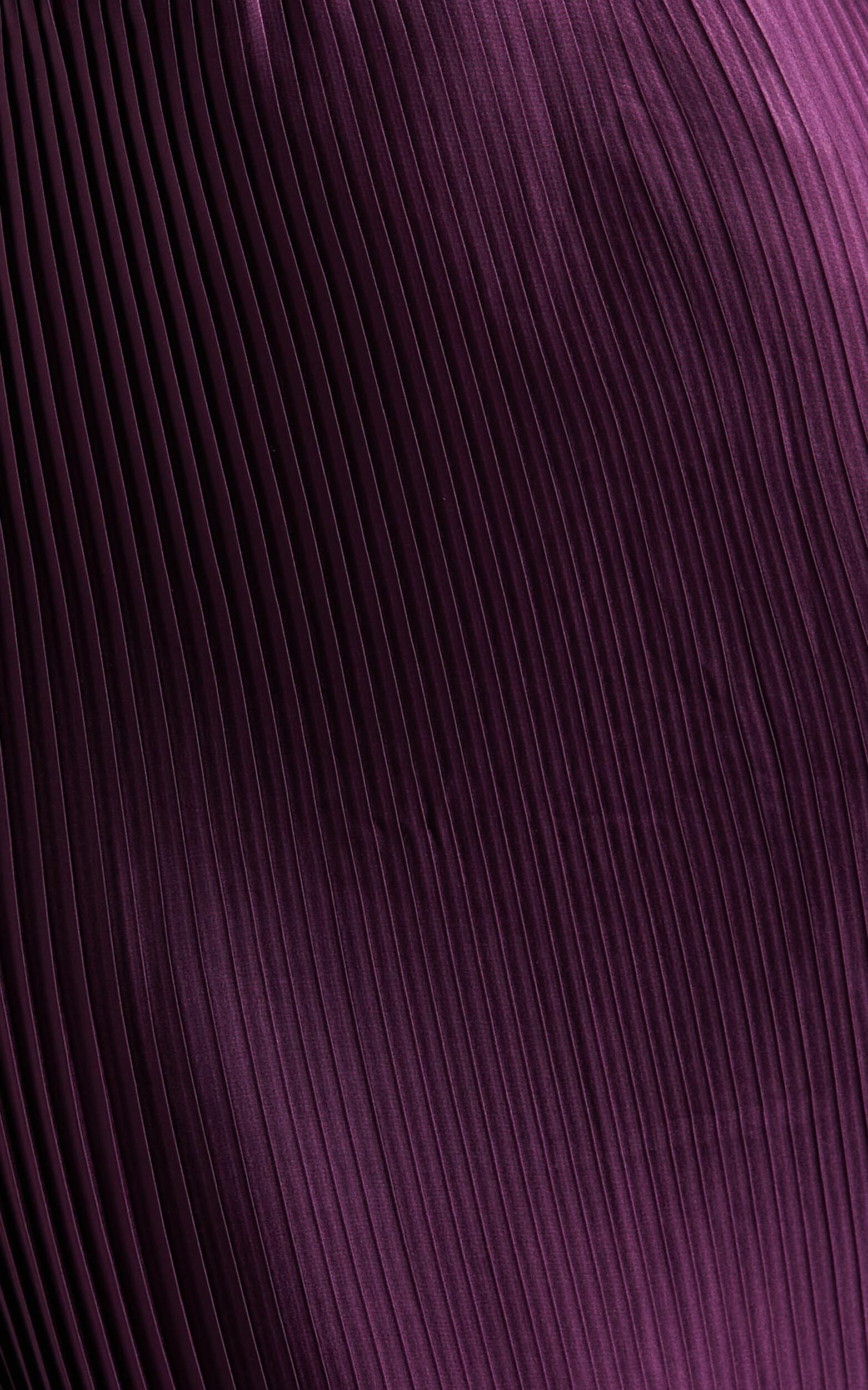 Marlette Midi Dress - Pleated Open Back Halter Dress in Aubergine