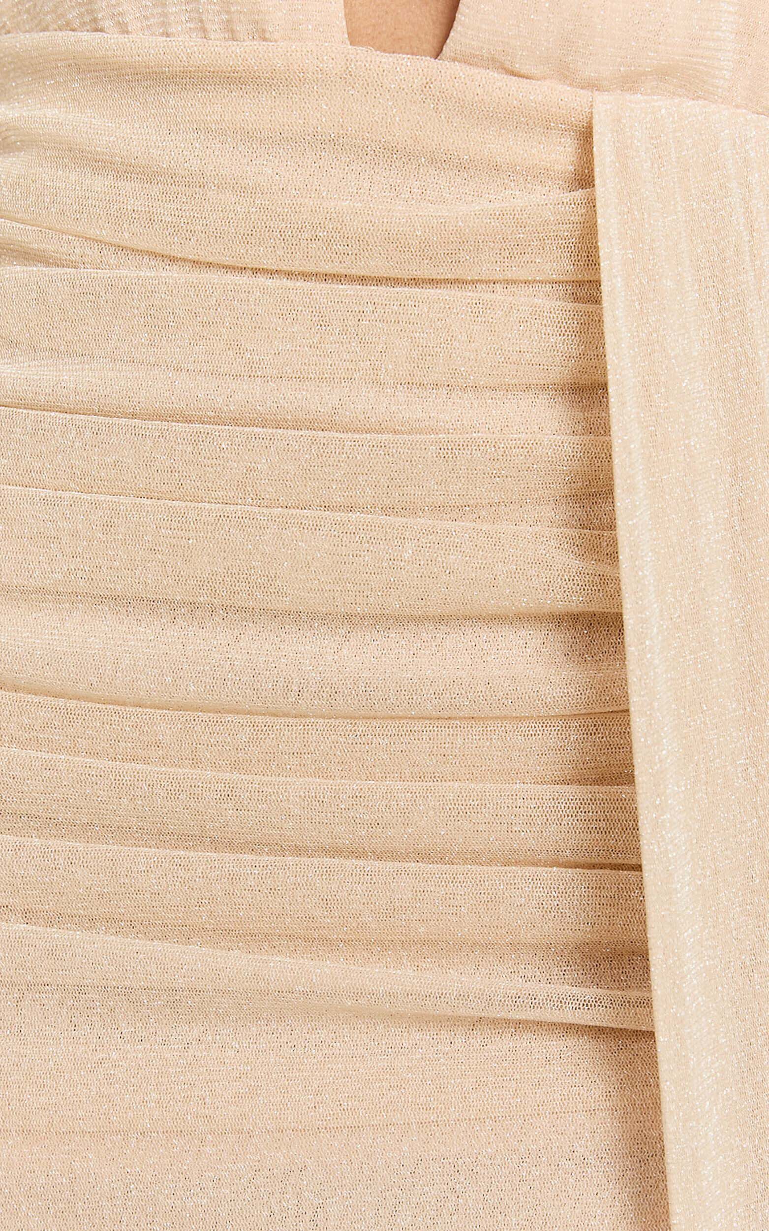 Vinnie Maxi Dress - Plunge Halter High Split Dress in Nude