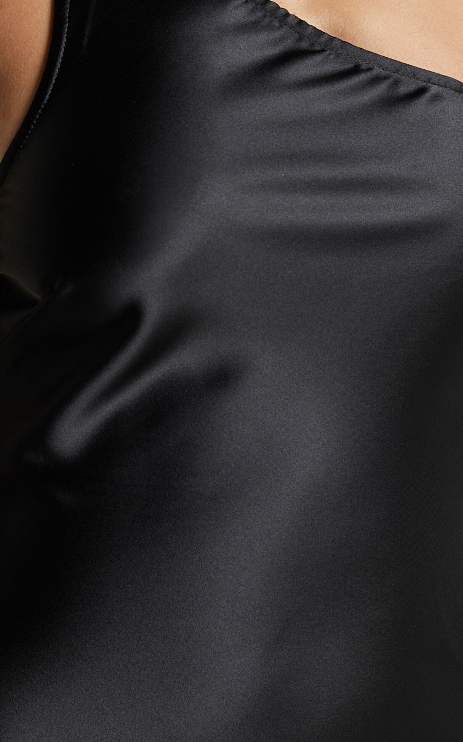 Fiona Mini Dress - Asymmetric Tie Neck Slip Dress in Black