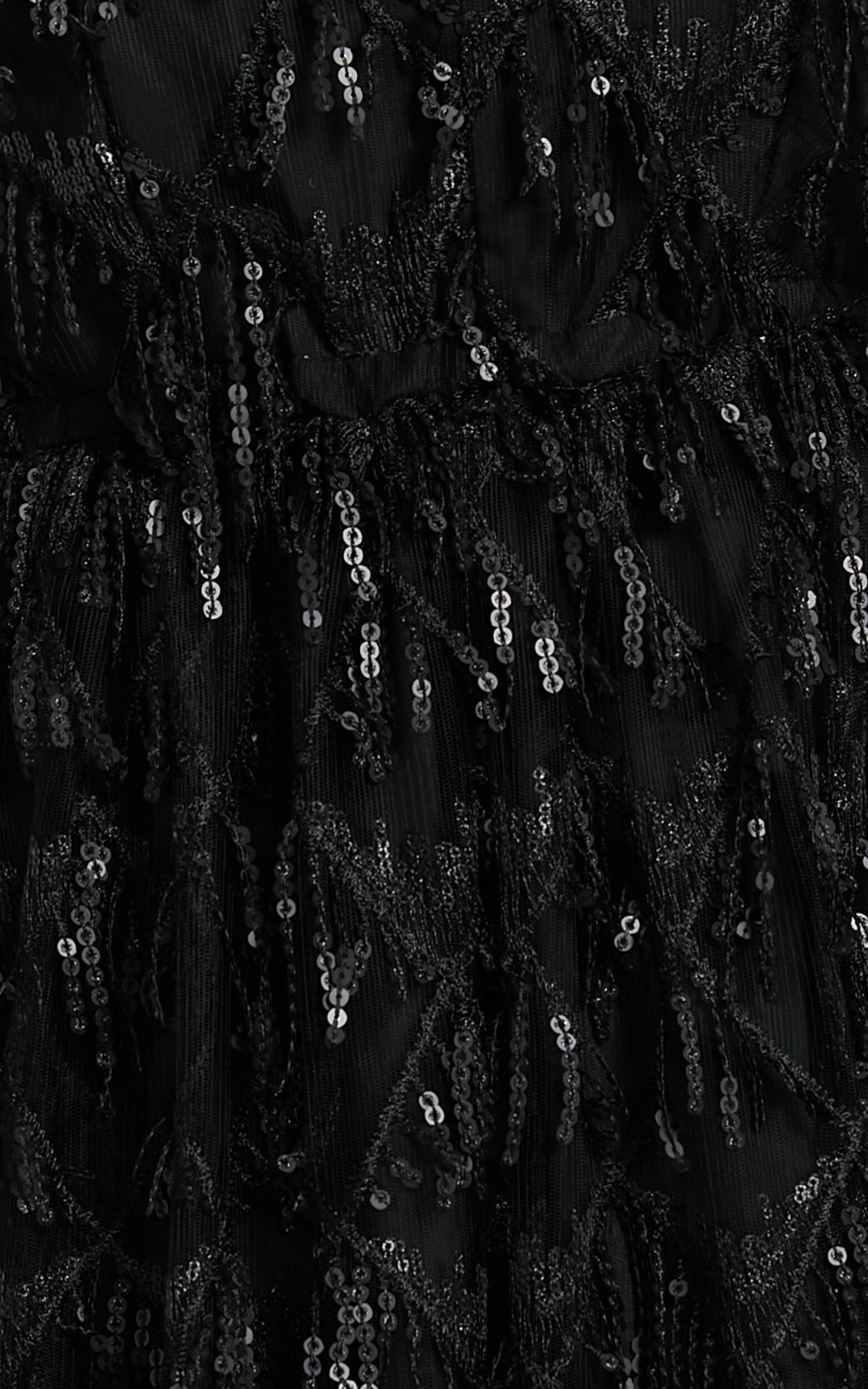 Khrizza Mini Dress - Sequin Gathered Dress in Black