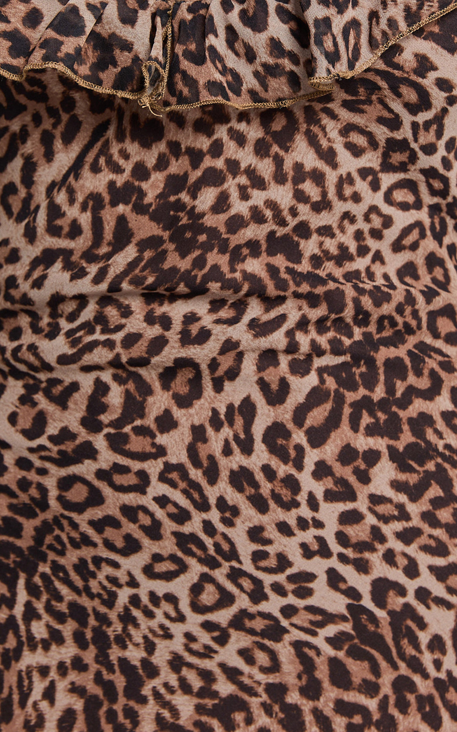 Riley Maxi Dress - Asymmetric Ruffle Detail Maxi Dress in Tonal Leopard