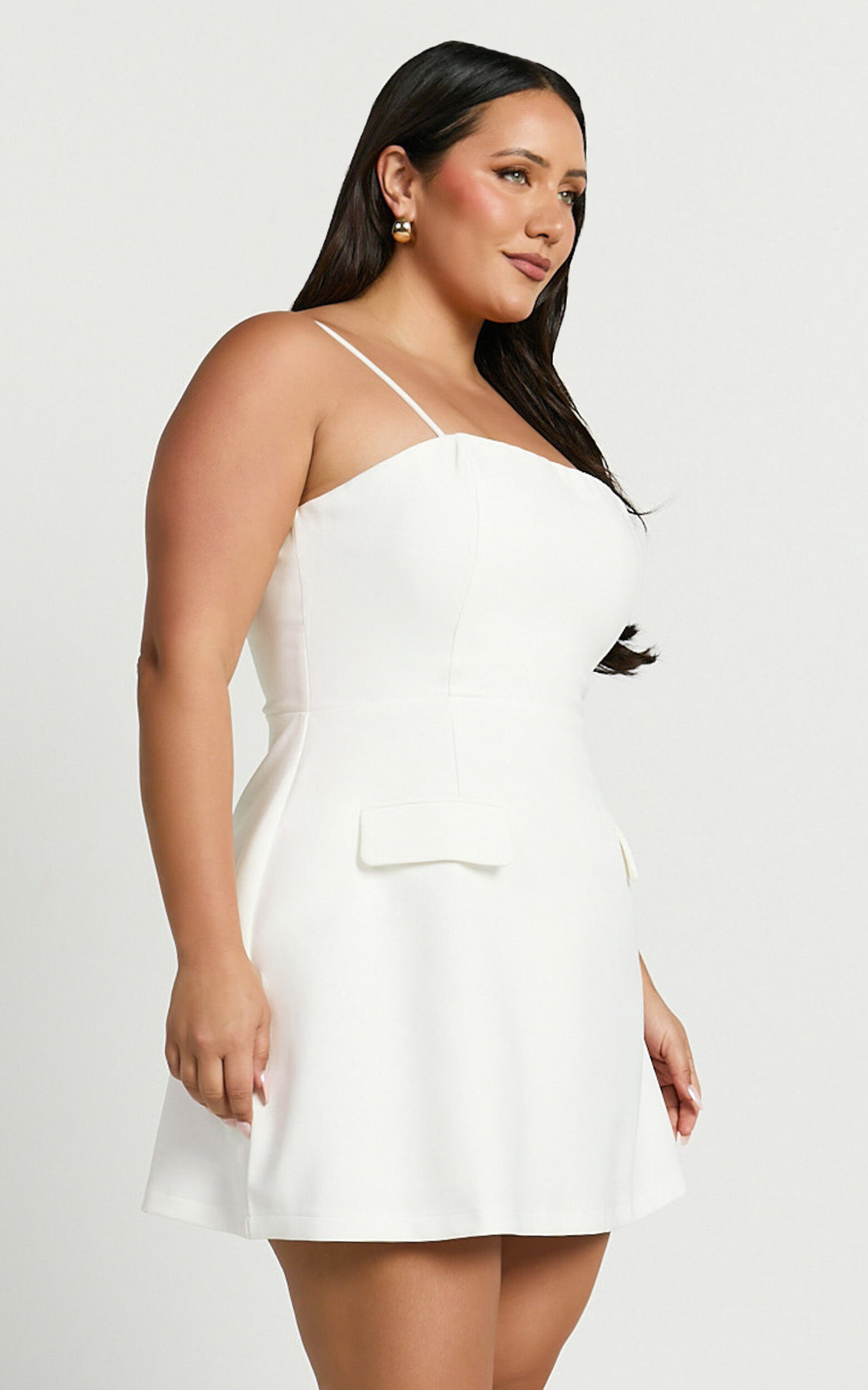 Katia Mini Dress - Strappy Corset A Line Dress in White