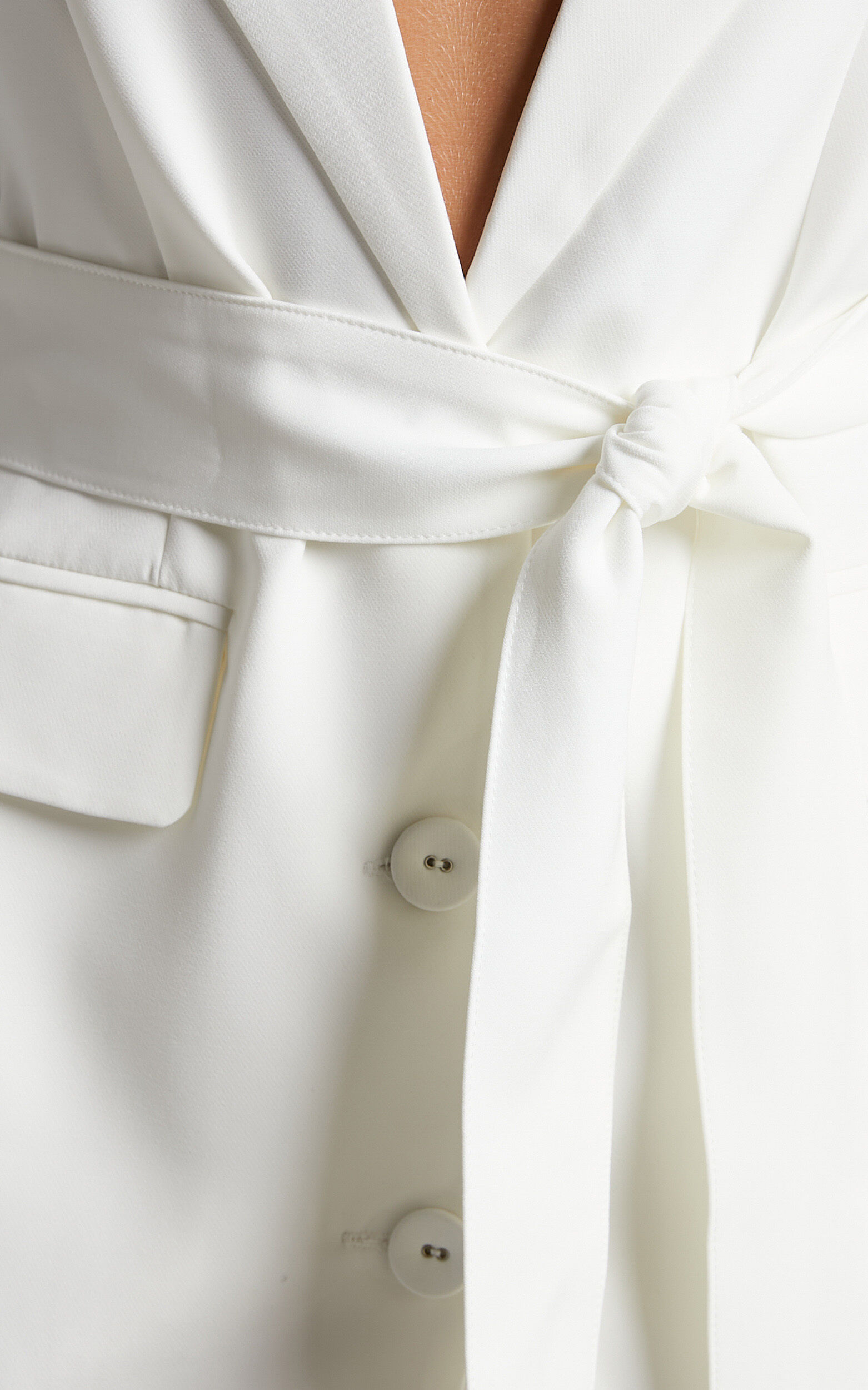 Denali Mini Dress - Tie Waist Blazer Dress in White