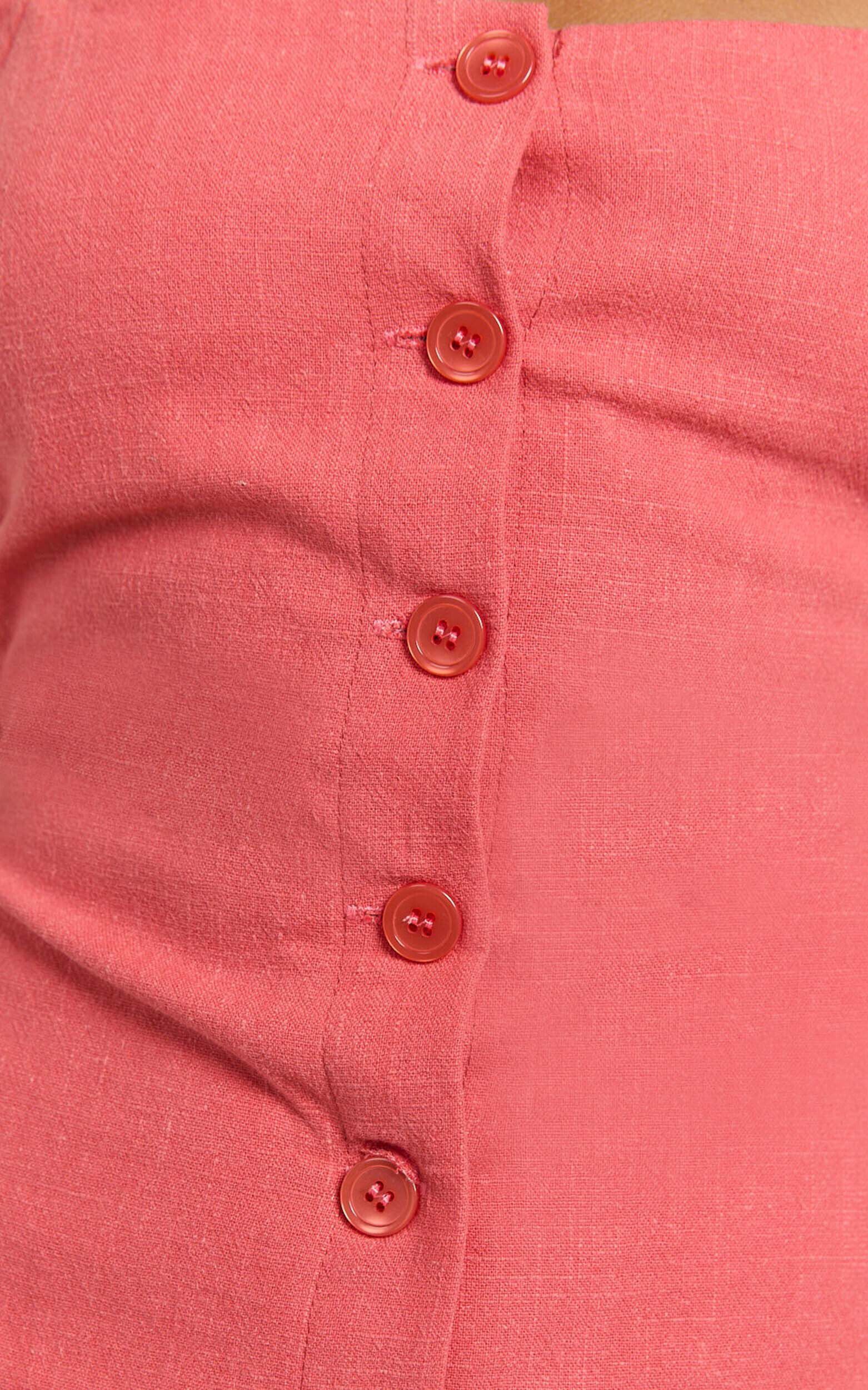 Ricki Mini Dress - Linen Halter Neck Shift Dress in Red