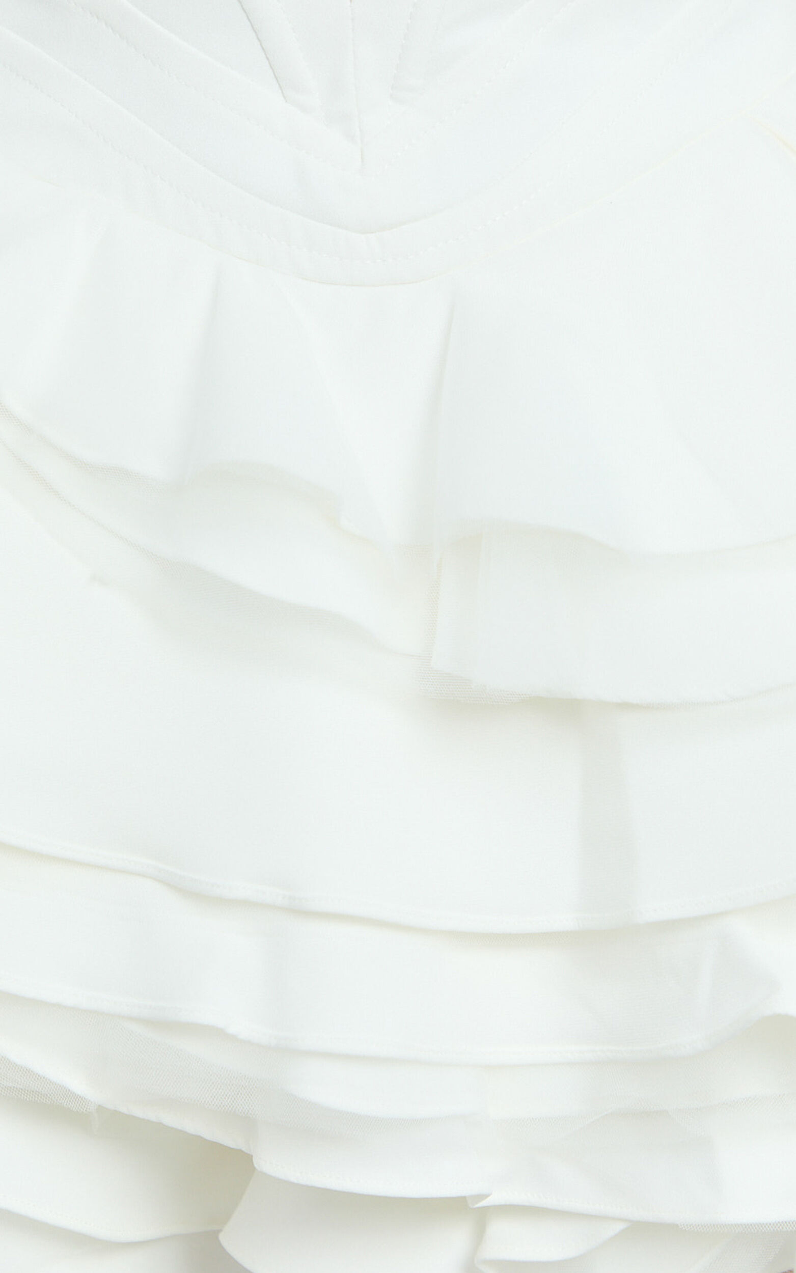 Shirley Mini Dress - Plunge Tulle Skirt Dress in Off White