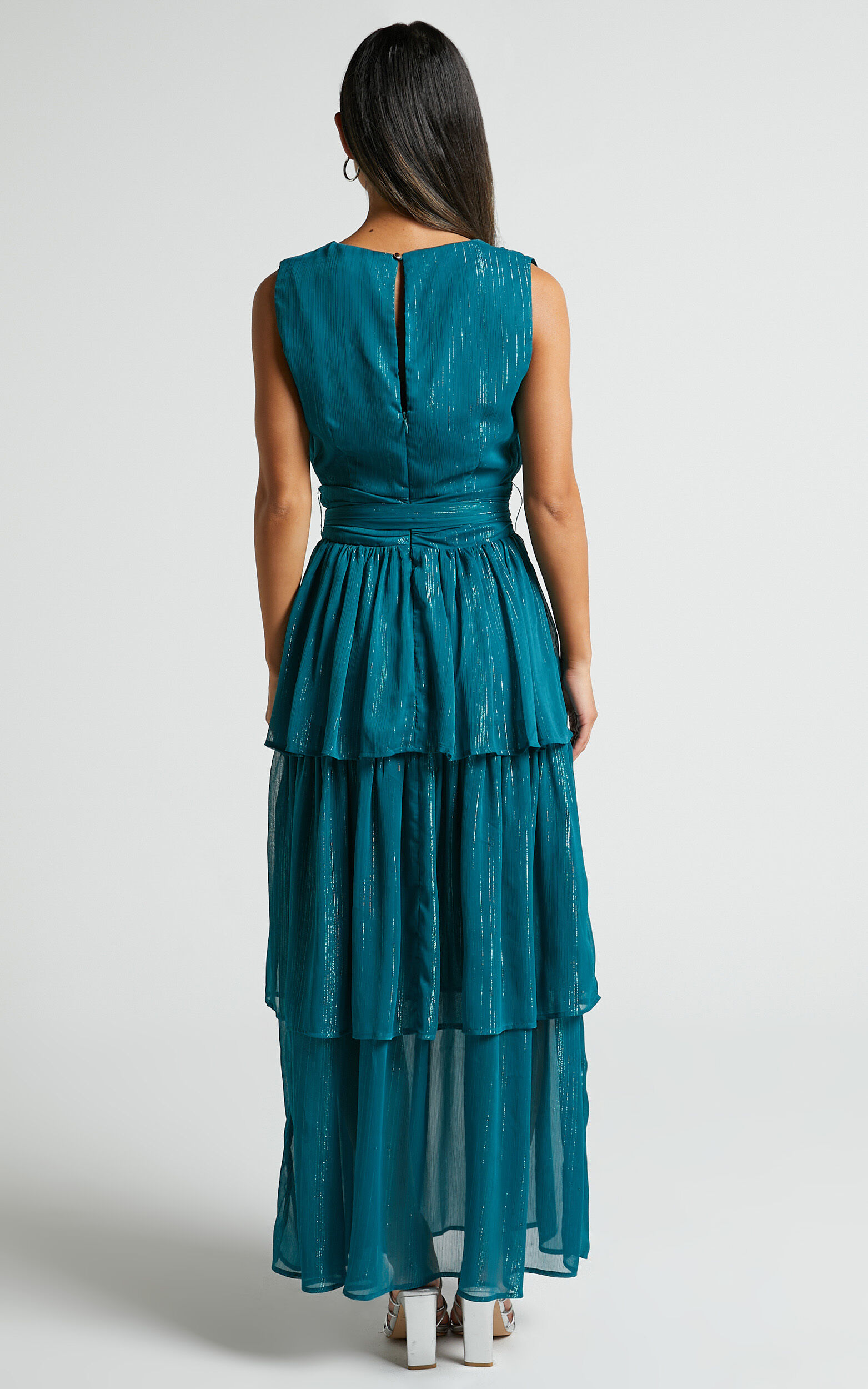 Alana Midi Dress - Short Sleeve Plunge Aline Dress in Emerald