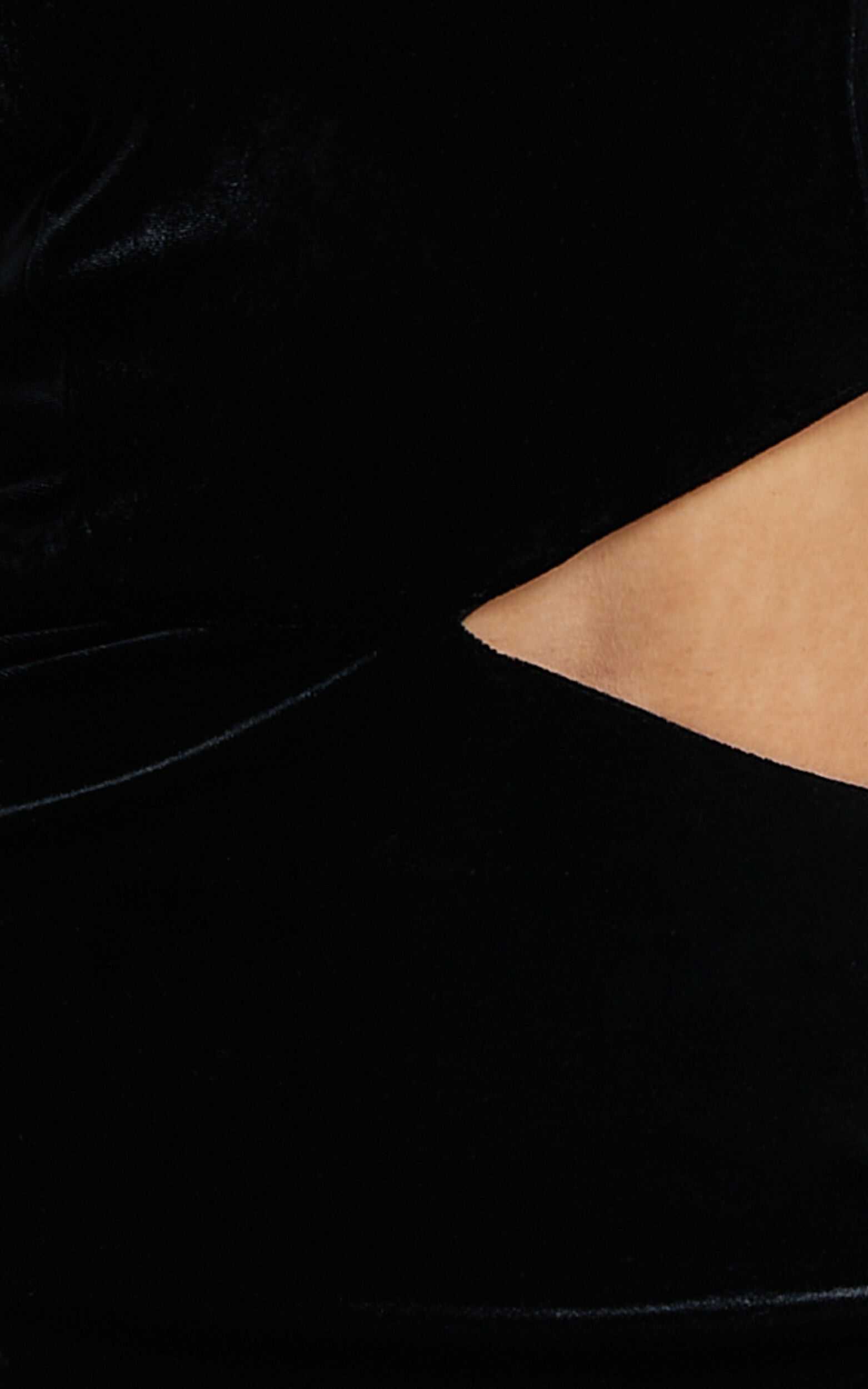 Gabbie Maxi Dress - Velvet One Shoulder Cut Out Dress in Black