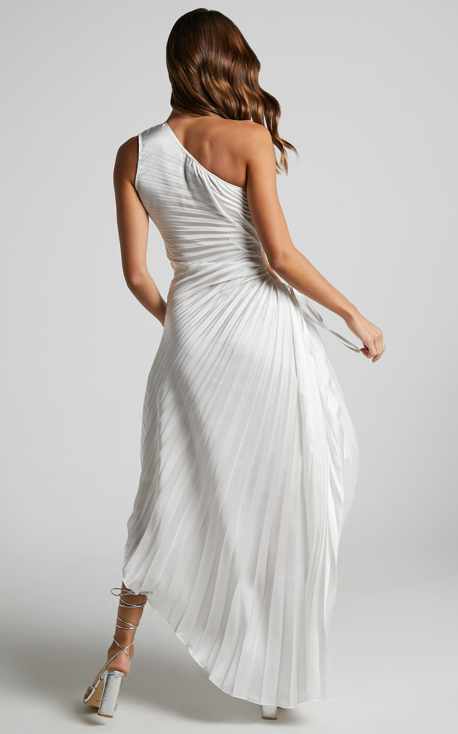 Kitsune Maxi Dress - One Shoulder Cut Out Dress in White