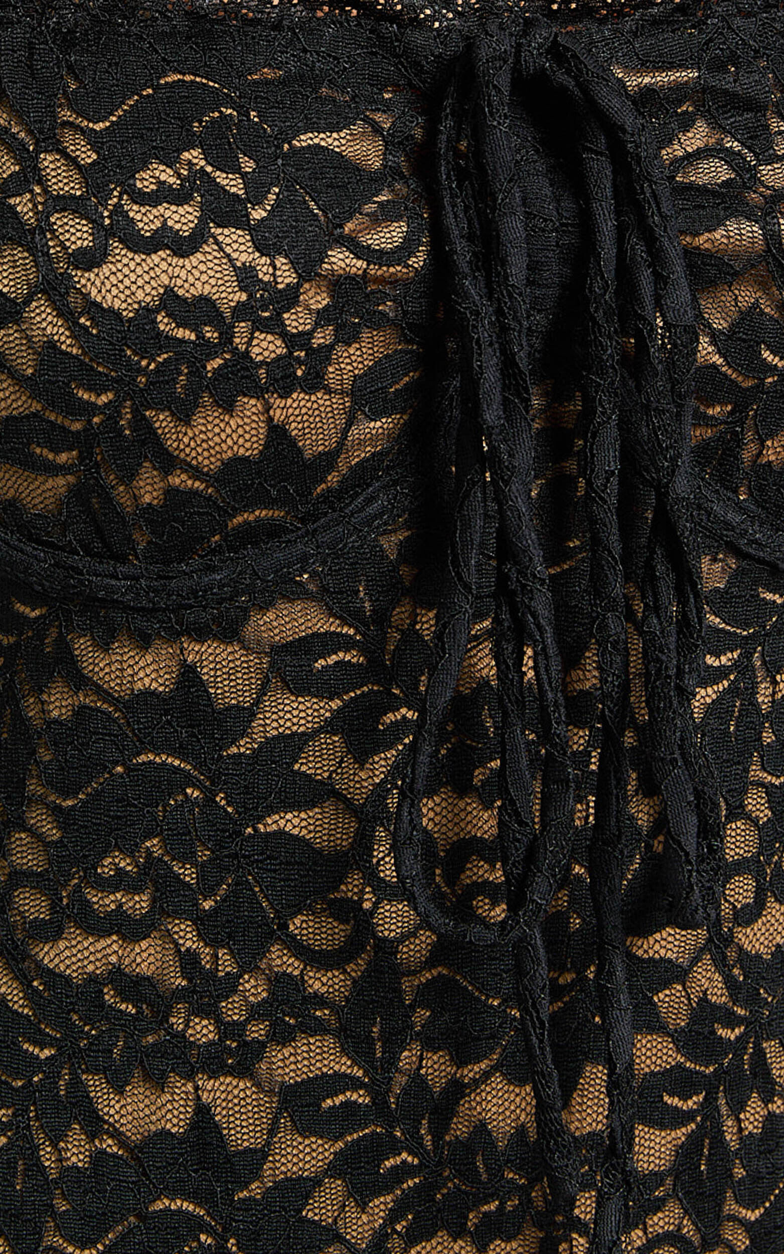 Corinna Mini Dress - Ruched Bust Wide Strap Detail Lace Dress in Black