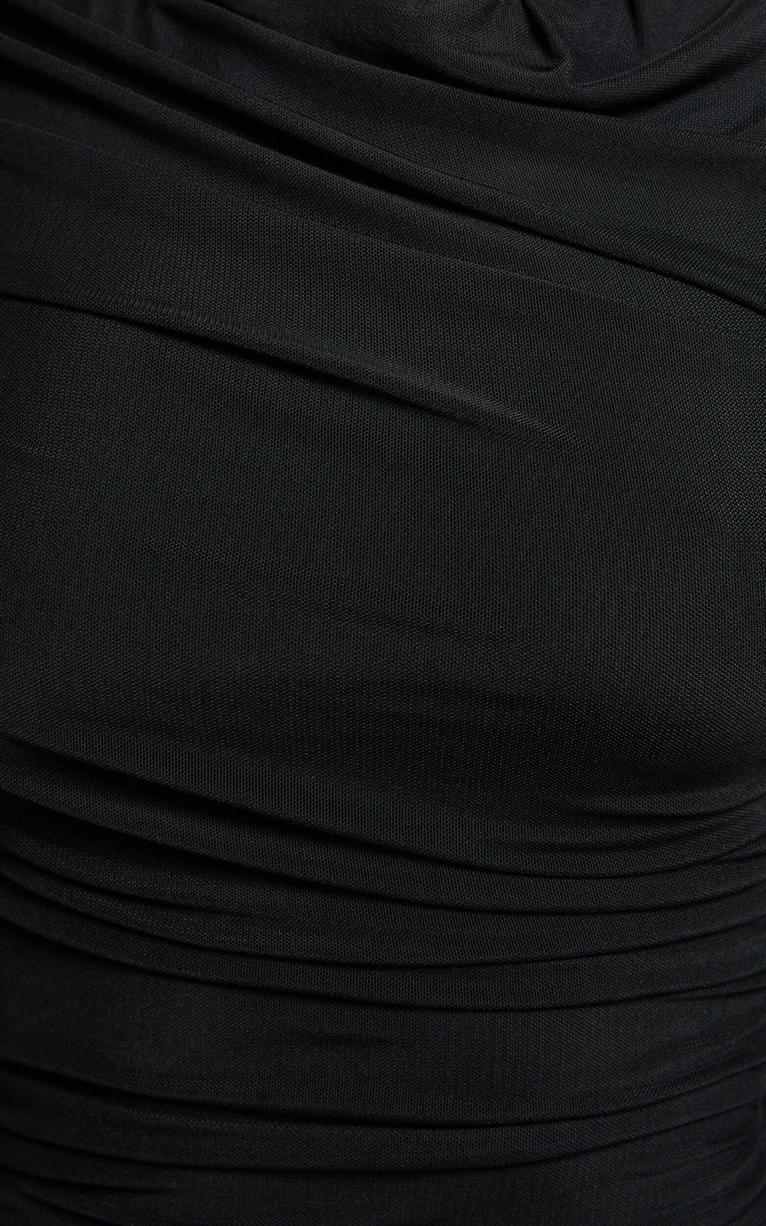 Zita Mini Dress - High Neck Long Sleeve Bodycon Mesh Dress in Black