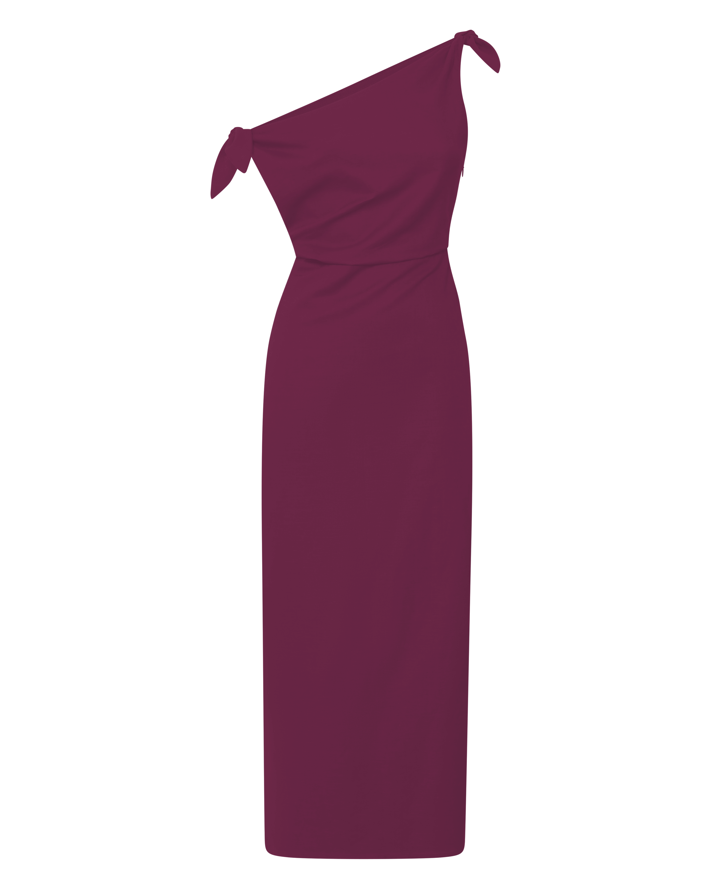 Cincinnati Midi Dress - Off The Shoulder Side Split Column Linen Dress in Merlot