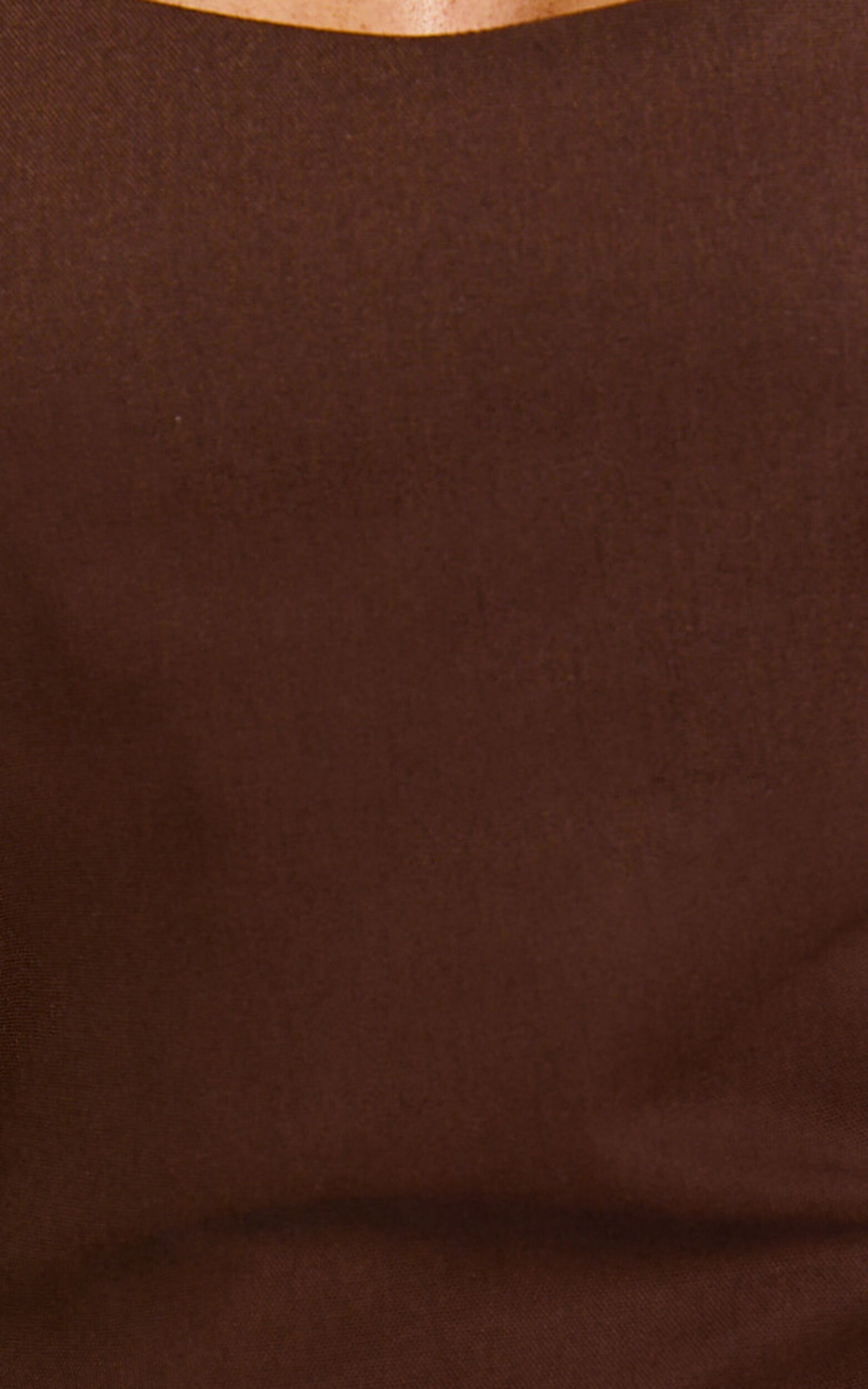 Kat Mini Dress - Linen Square Neck Dress in Chocolate