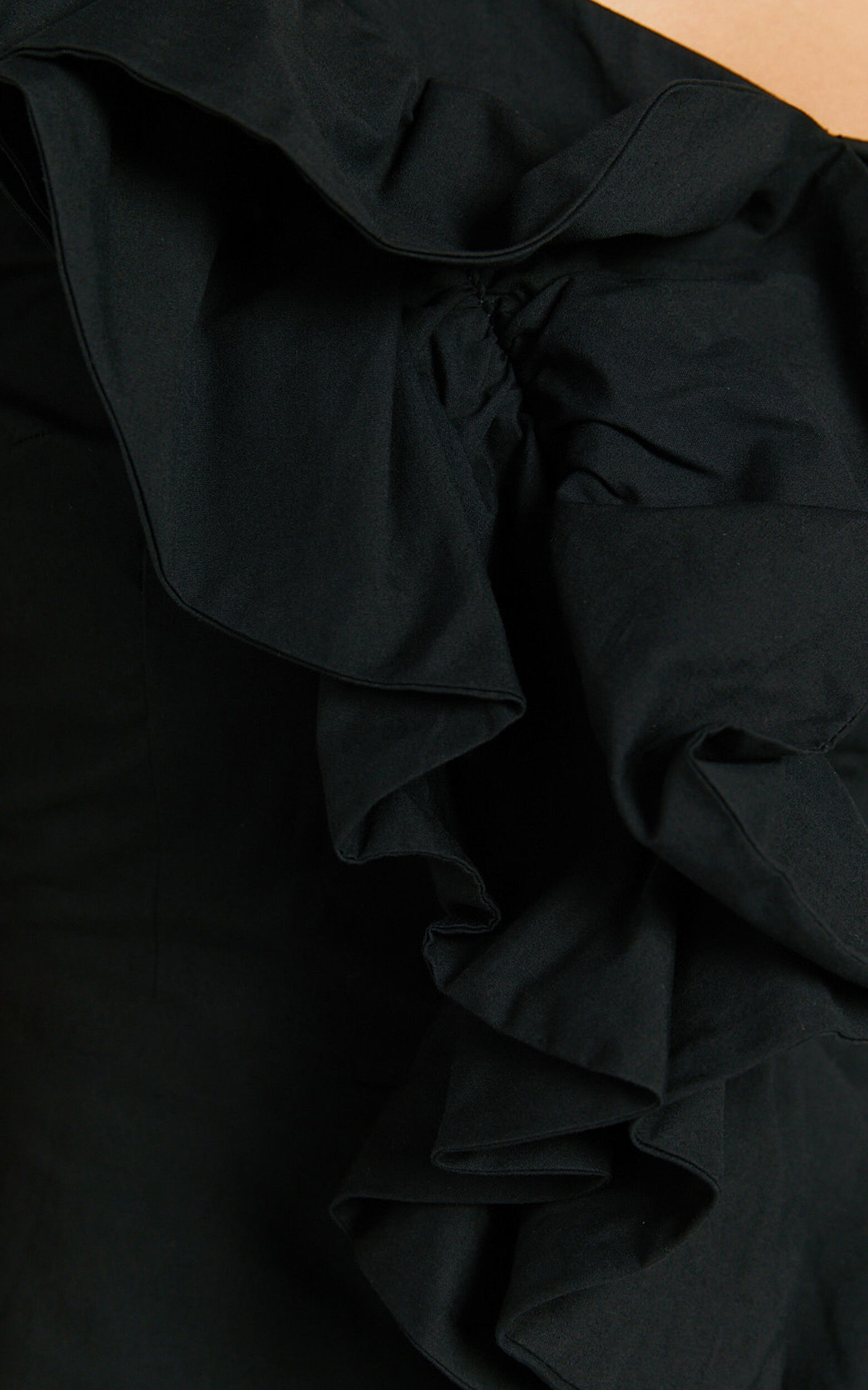 Rita Midi Dress - One Shoulder Ruffle Detail Dress in Black