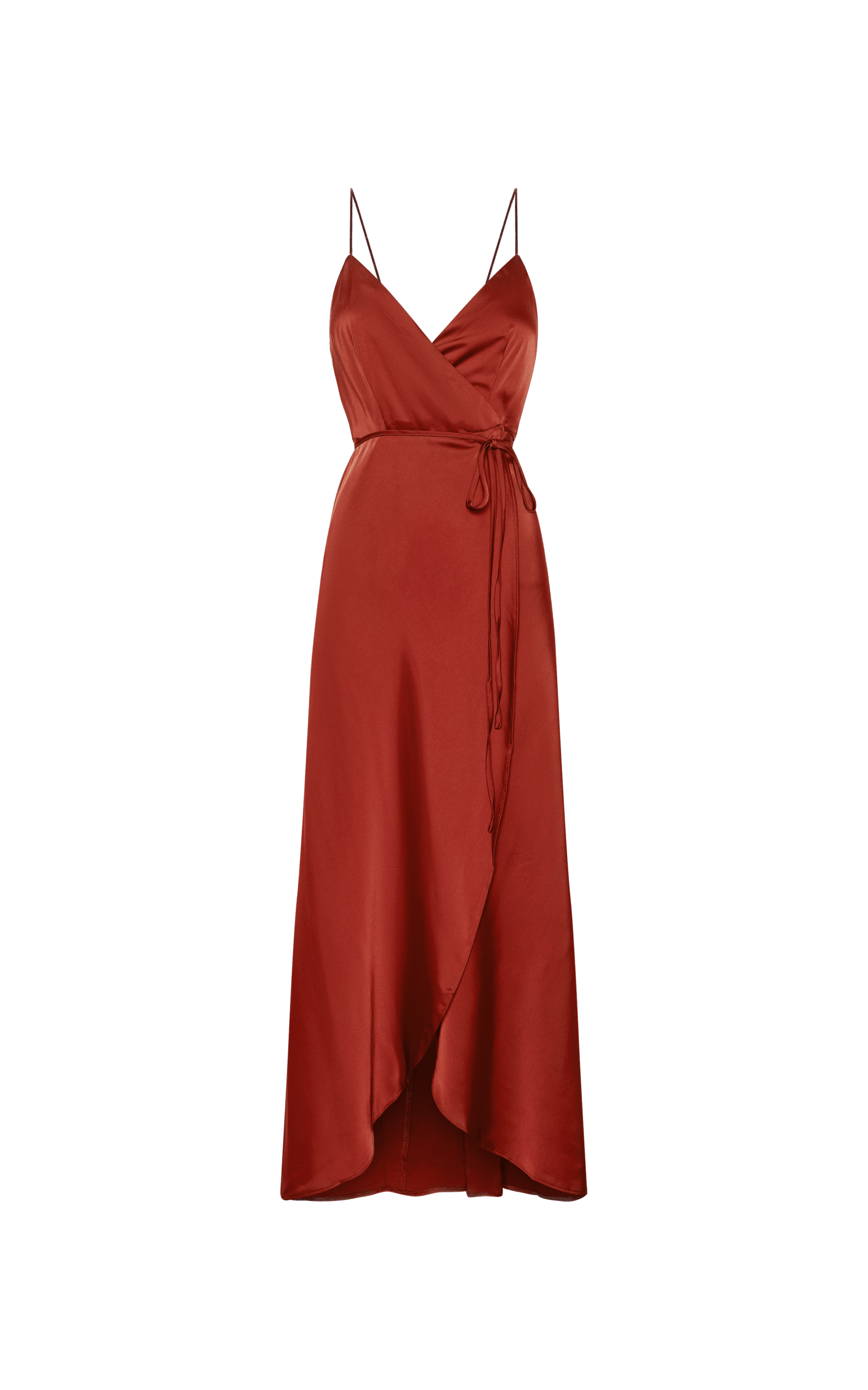 Mine Would Be You Midi Dress - Wrap Dress in Copper Satin