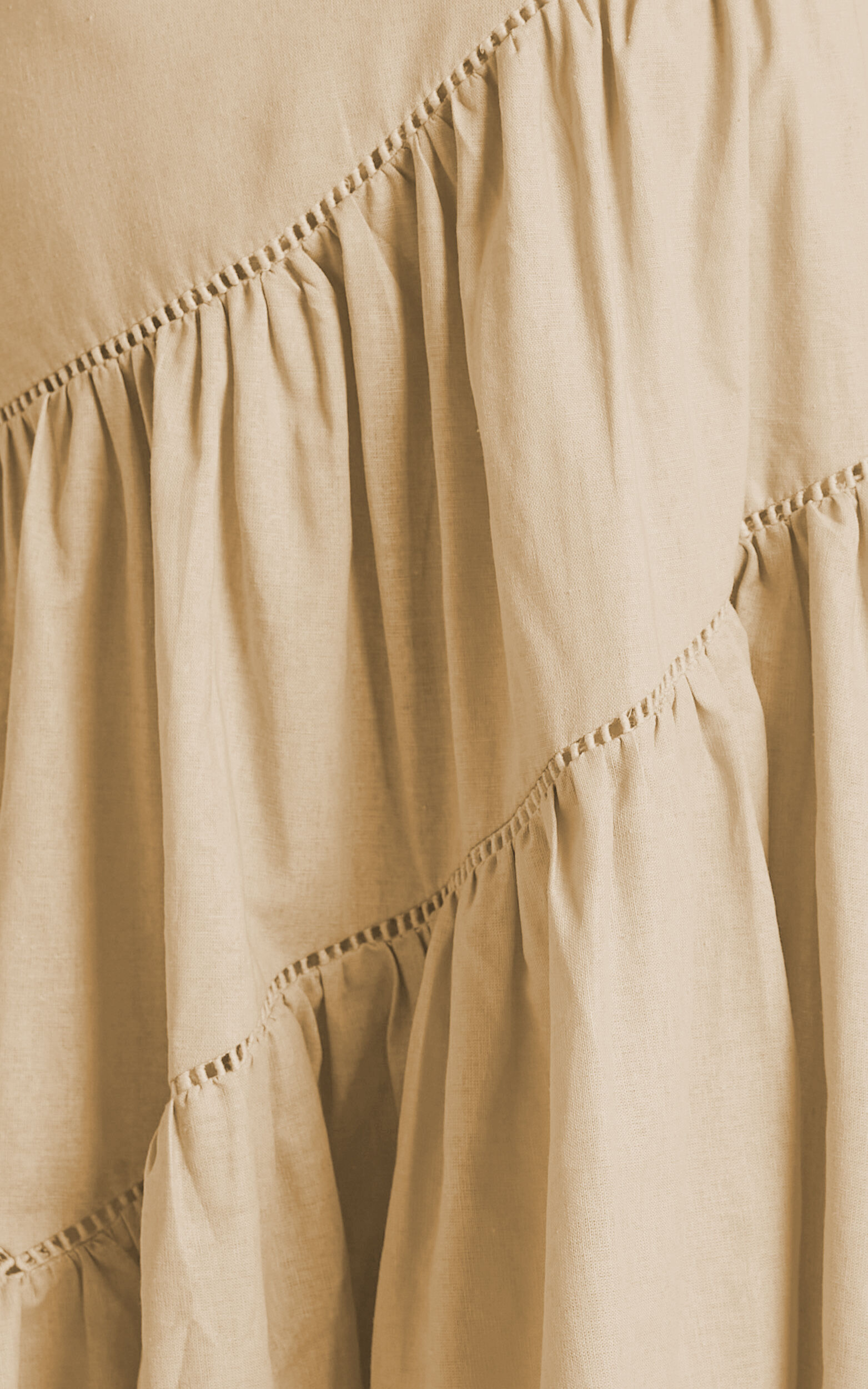 Harleen Mini Dress - Linen Asymmetrical Trim Puff Sleeve Dress in Beige