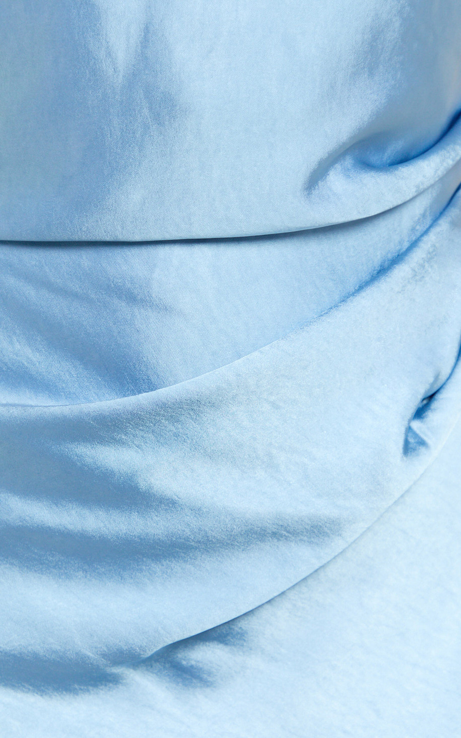 Glenda Midi Dress - Satin Strapless Side Split Dress in Blue